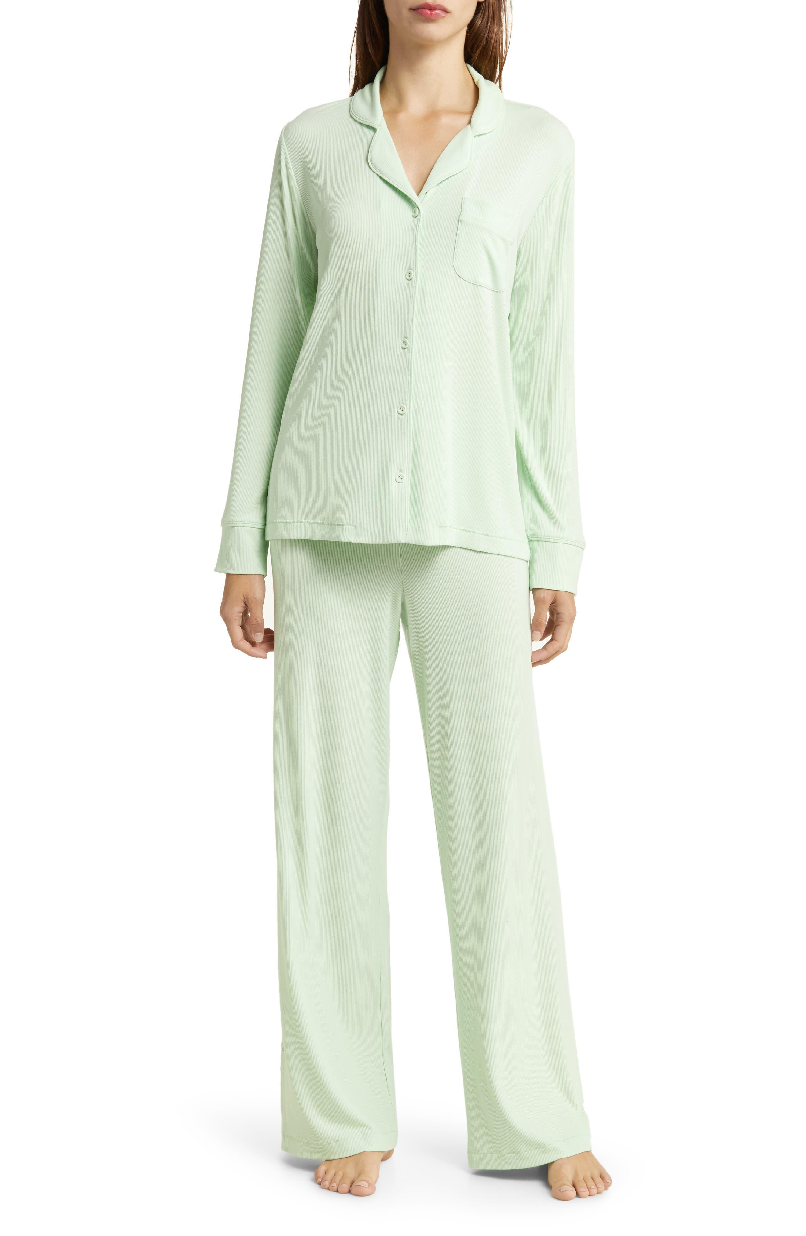 Skims Soft Lounge Rib Pajamas in Green | Lyst