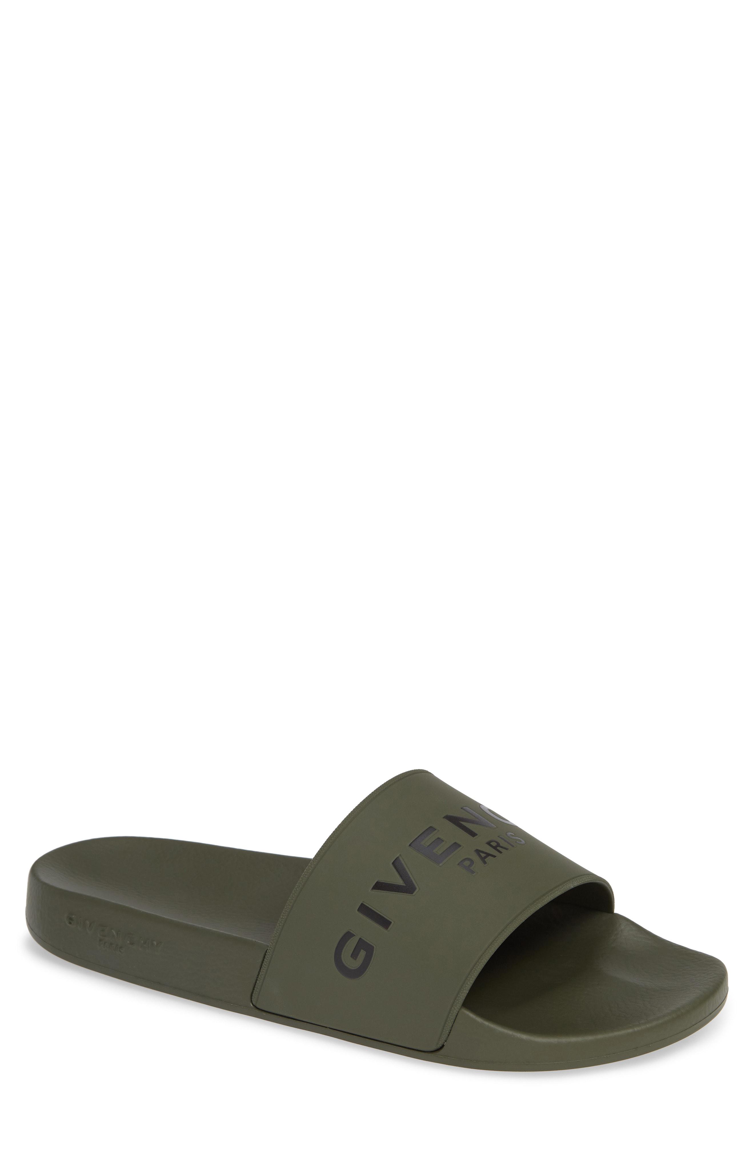 Givenchy Khaki Logo Pool Slides in Green for Men Lyst