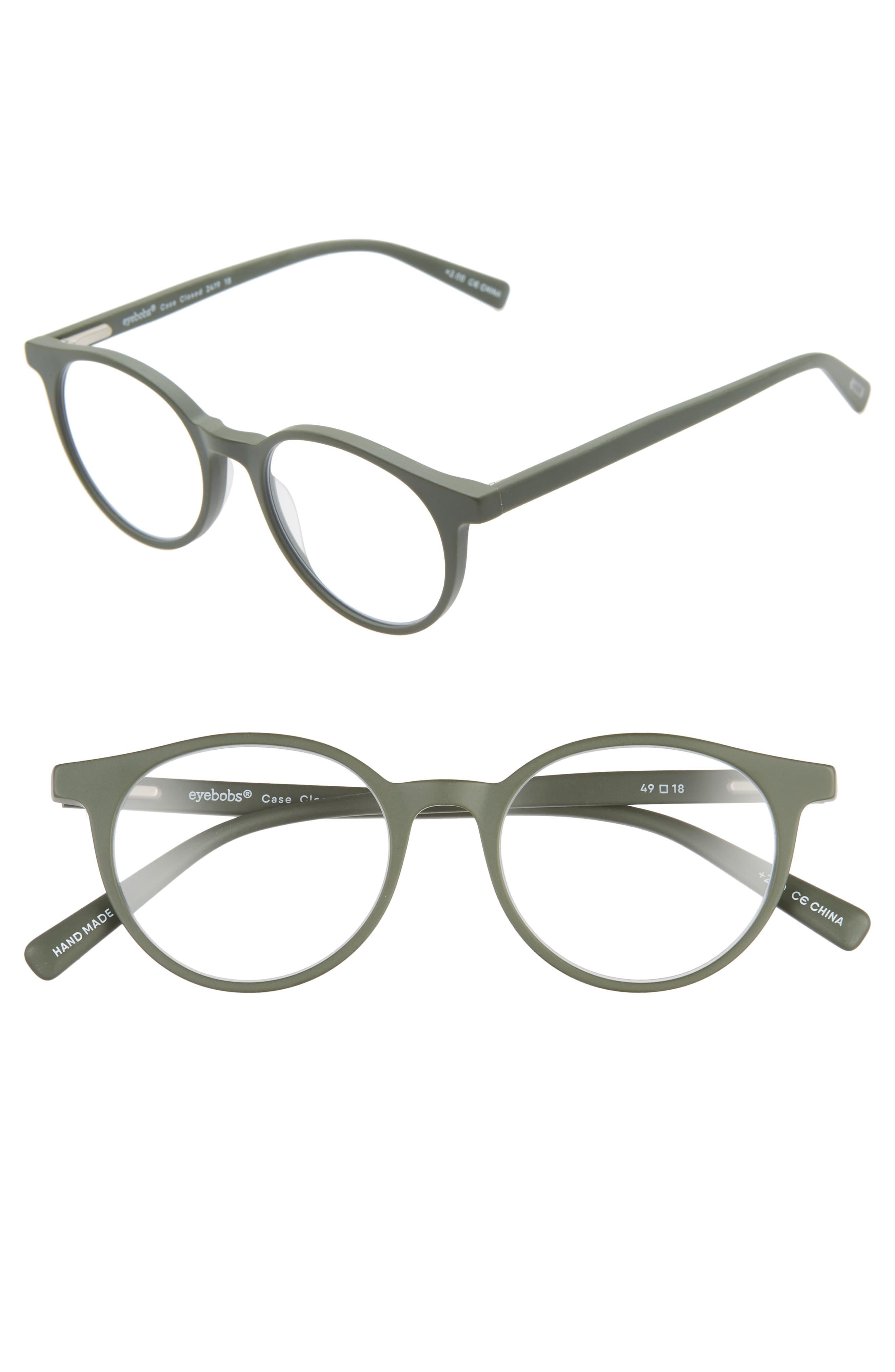 Eyebobs Case Closed 49mm Round Reading Glasses Dark Green Matte Lyst