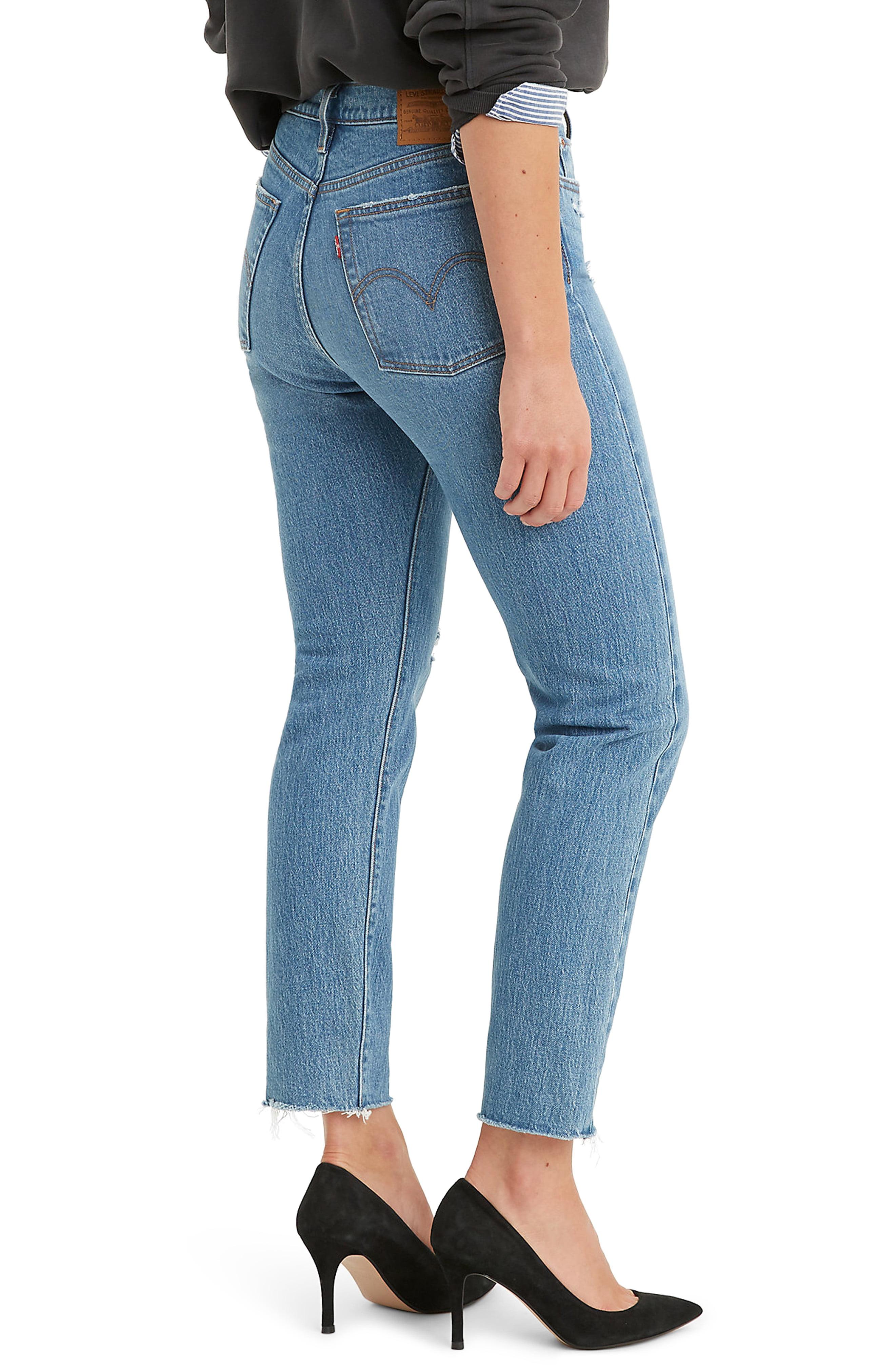 wedgie icon fit ripped high waist ankle jeans