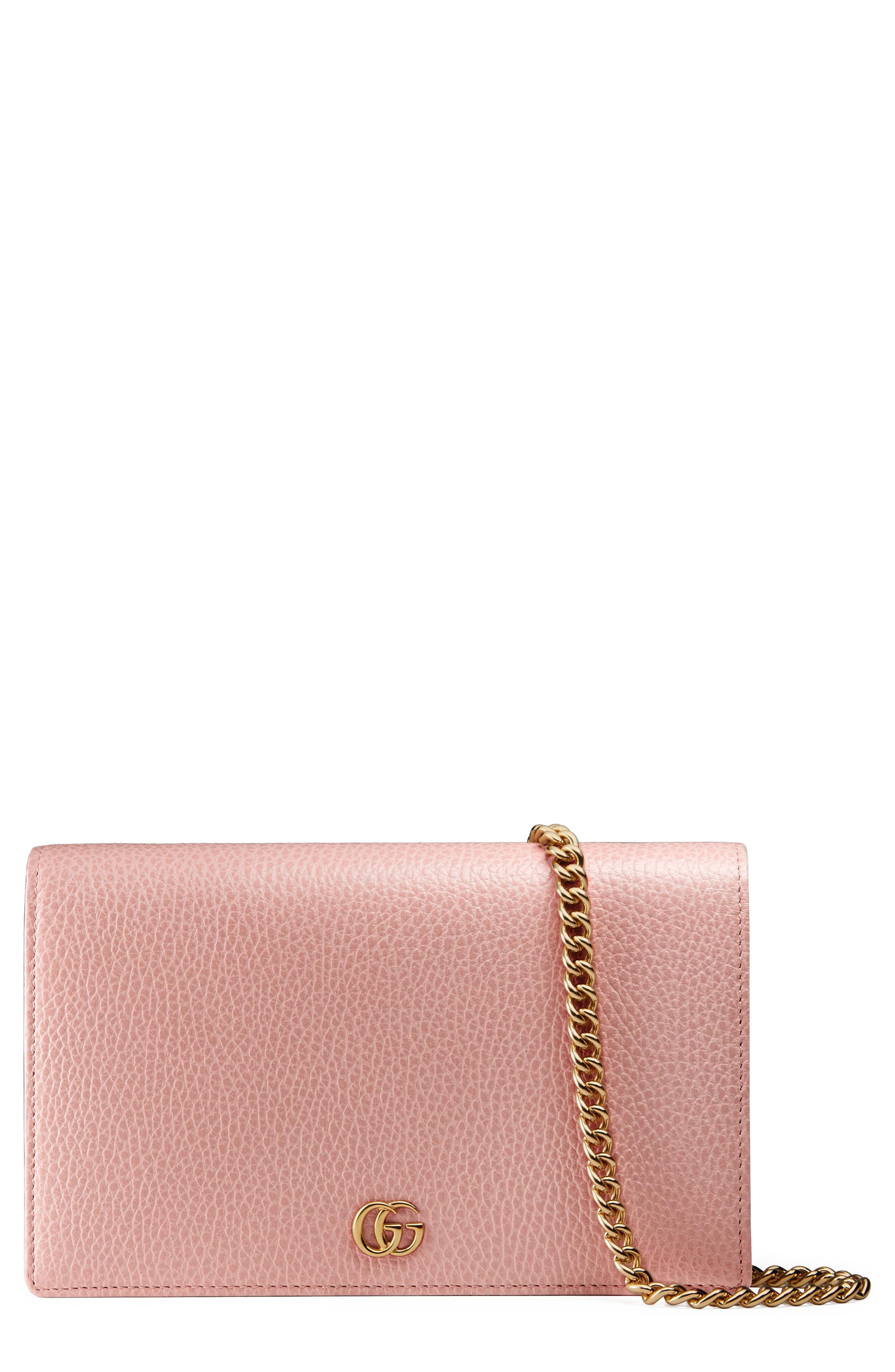 Gucci Marmont Leather Wallet On A Chain in Pink - Lyst