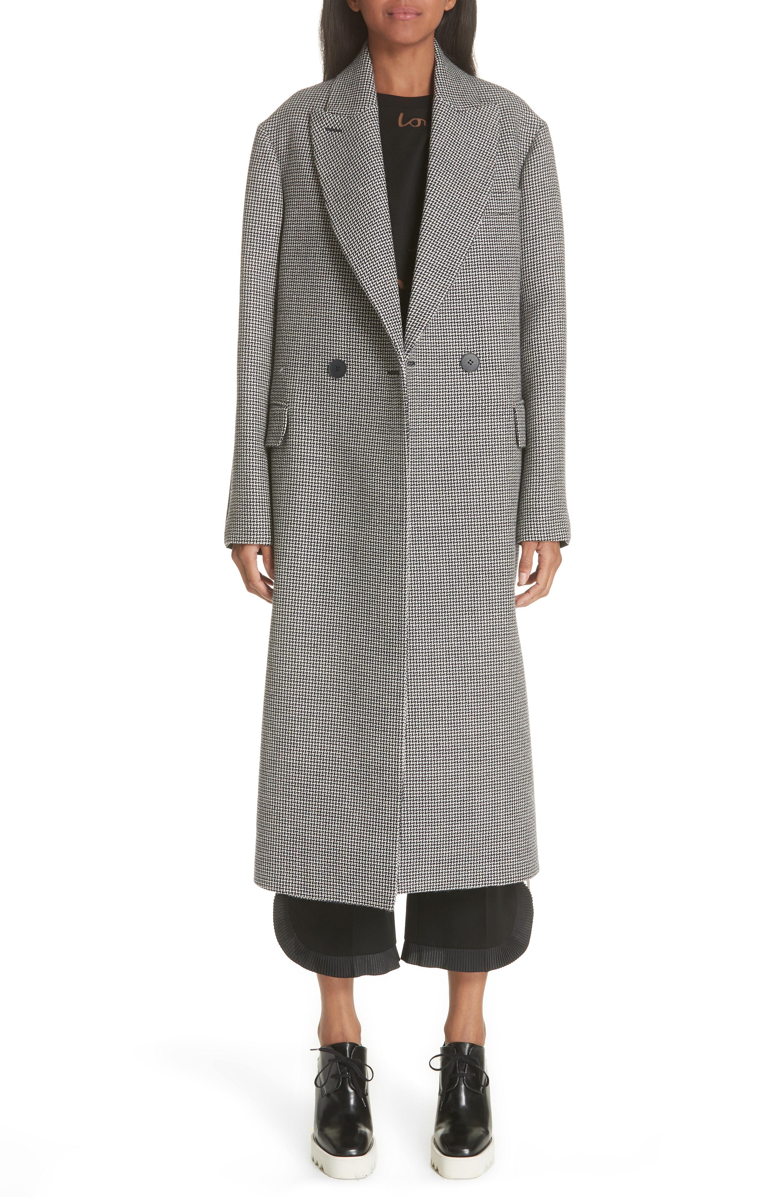 Stella McCartney Contrast Back Wool & Silk Coat in Gray - Lyst