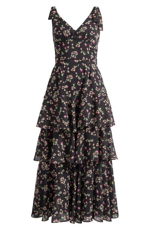Lulus Arya Tiered Floral Chiffon Maxi Dress in Black Lyst