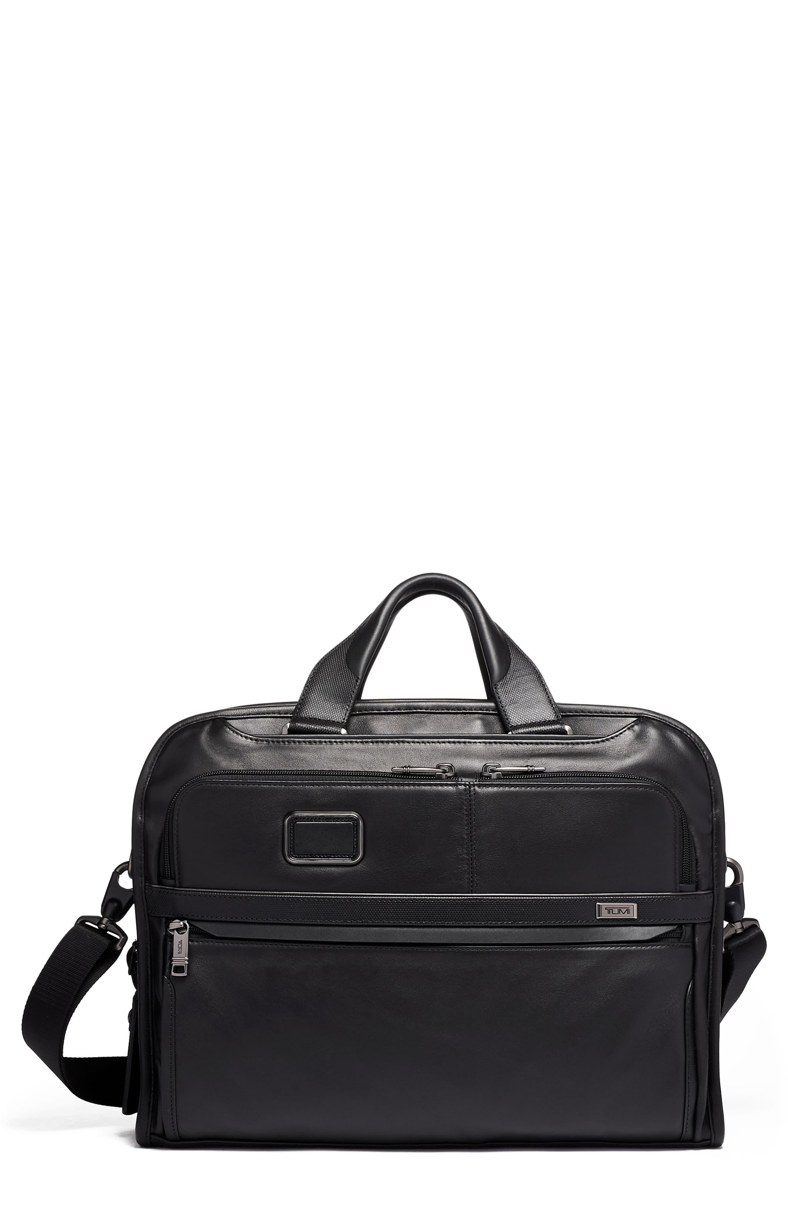 tumi alpha leather briefcase