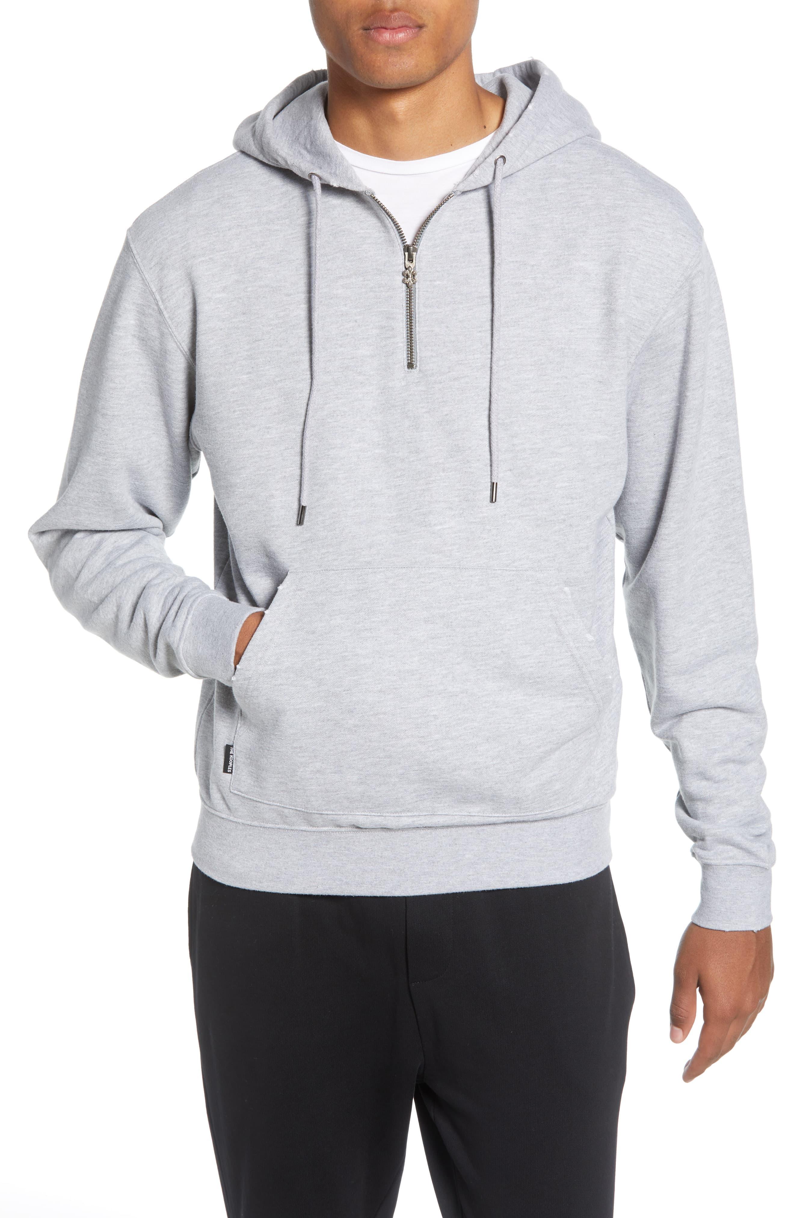 The Kooples Regular Fit Quarter Zip Pullover Hoodie in Gray for Men - Lyst