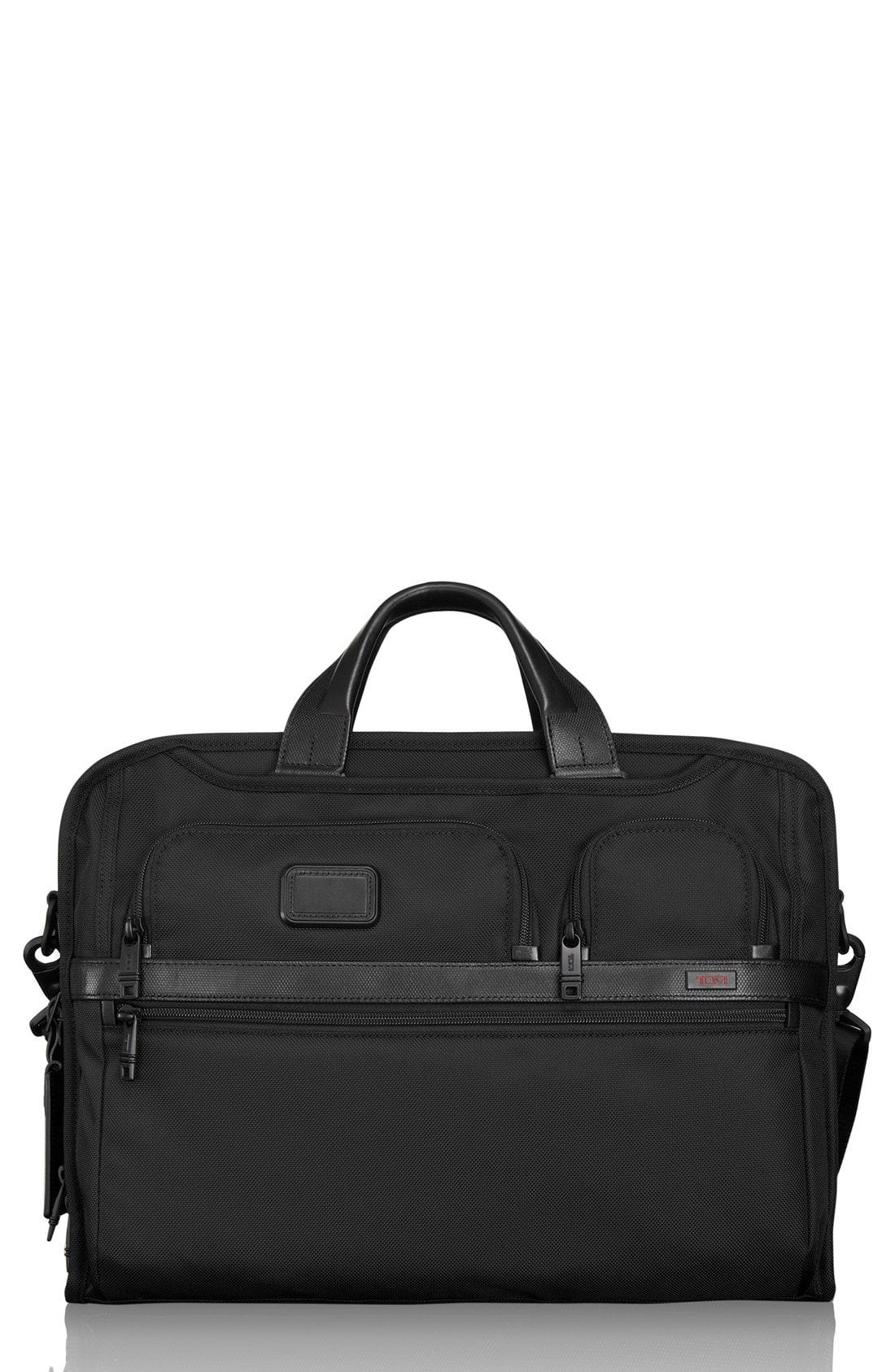 Tumi Leather Alpha 2 Expandable Organizer Laptop Brief (black