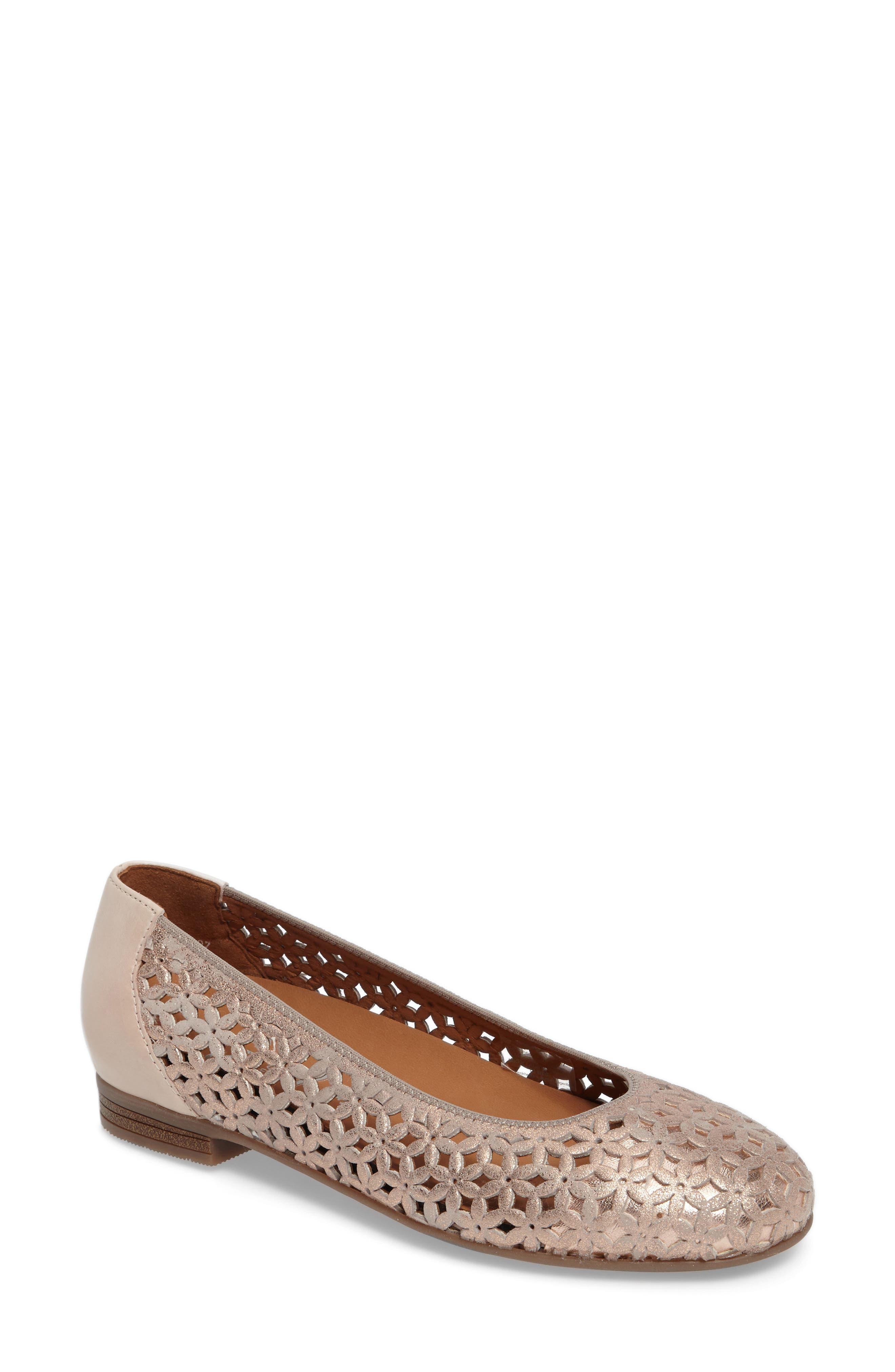 Ara Stephanie Perforated Ballet Flat in Brown | Lyst