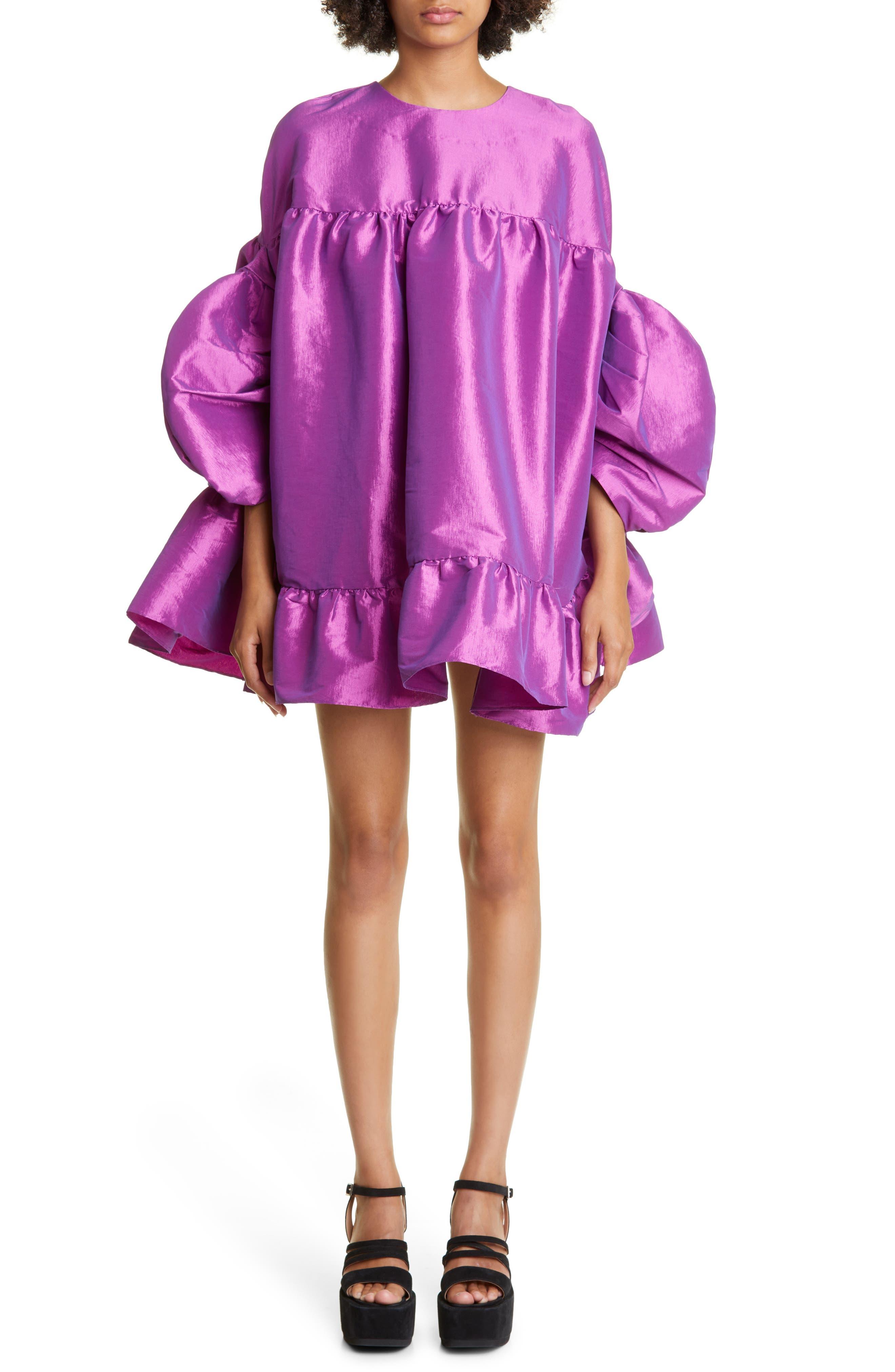 Kika Vargas Gina Silk Blend Taffeta Babydoll Dress in Purple | Lyst