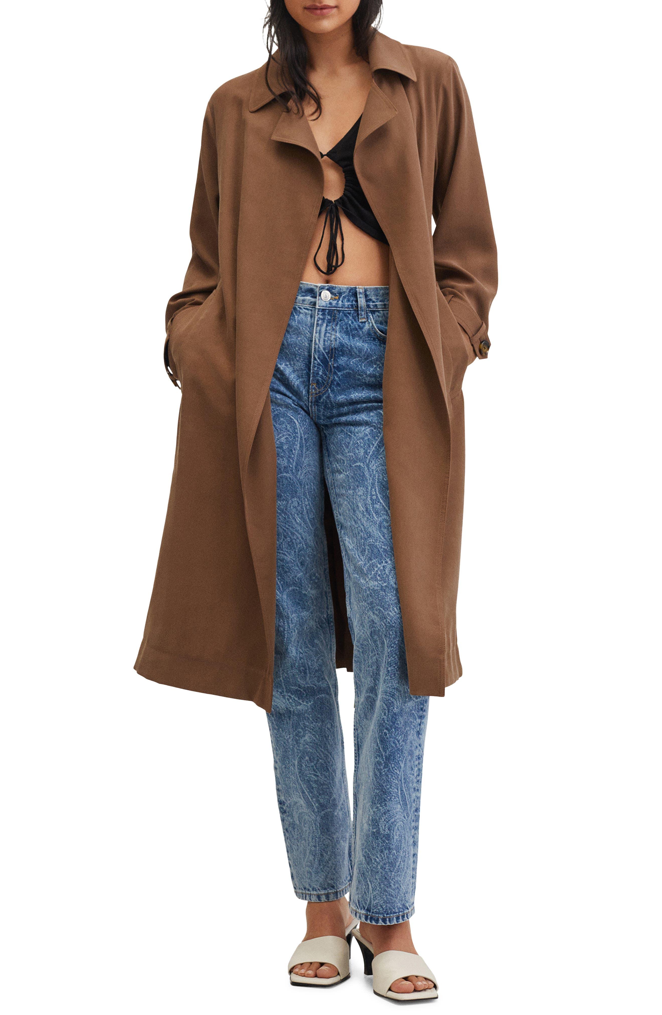 Mango Belted Trench Coat in Brown Lyst