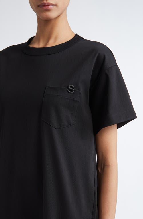 Sacai Embroidered Logo Jersey T-Shirt Dress in Black | Lyst