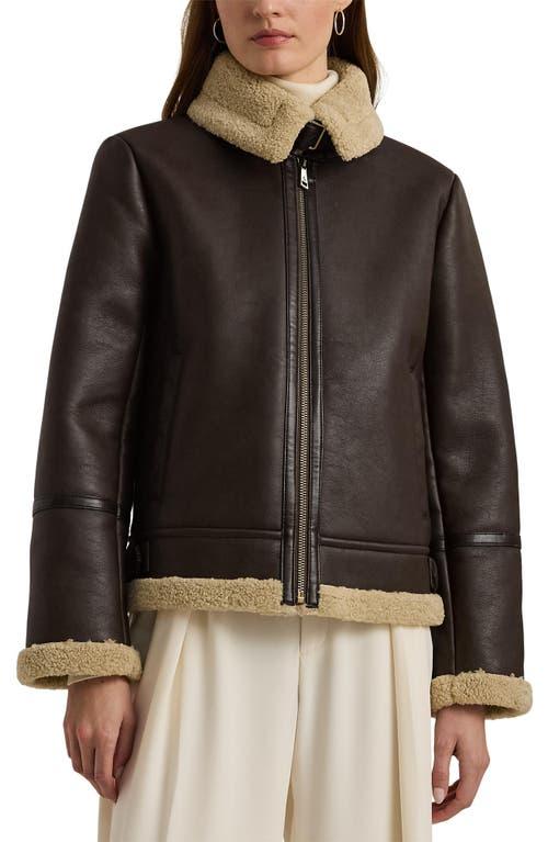 Lauren ralph lauren faux shearling moto jacket deals