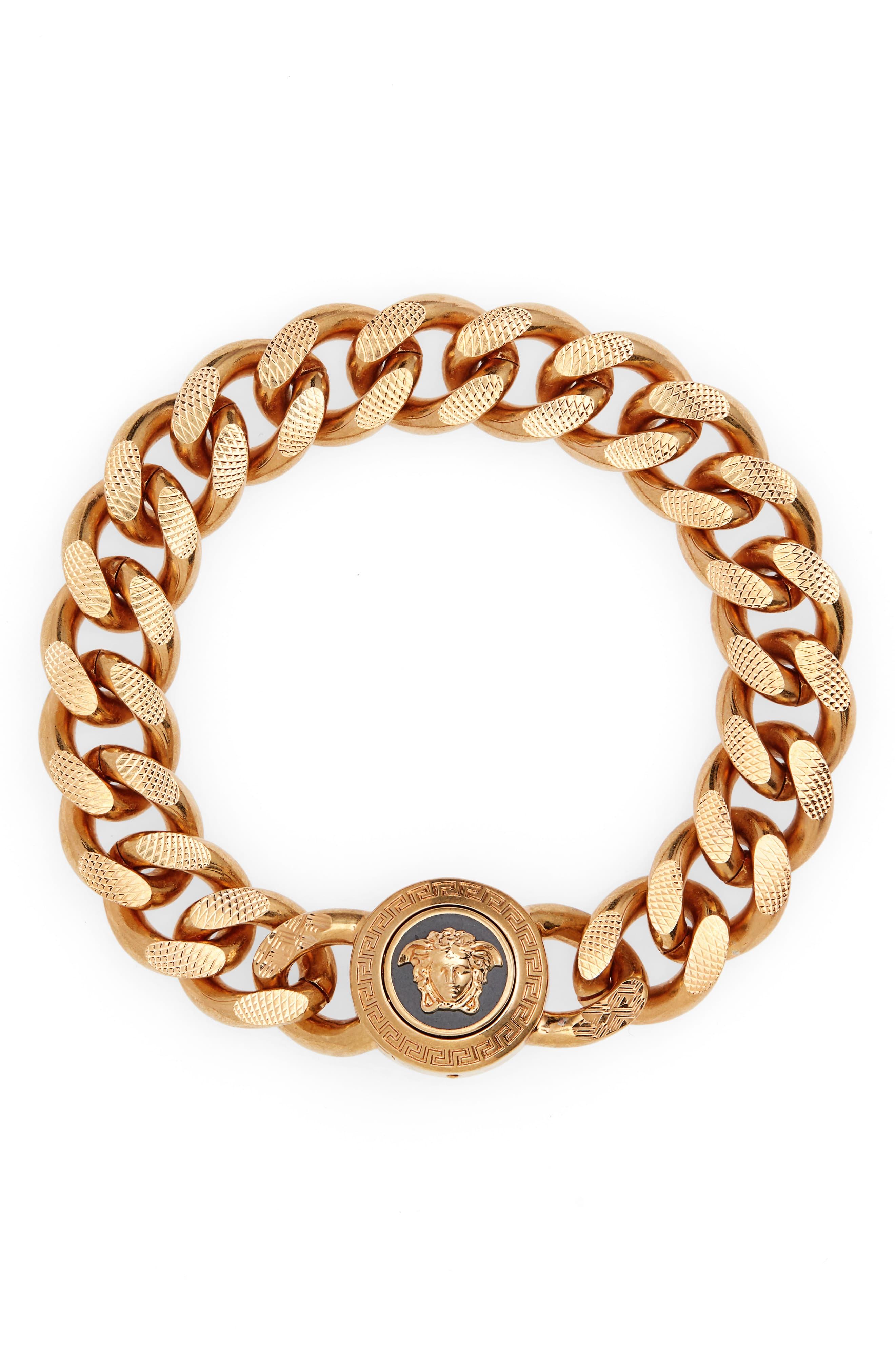 medusa chain leather bracelet