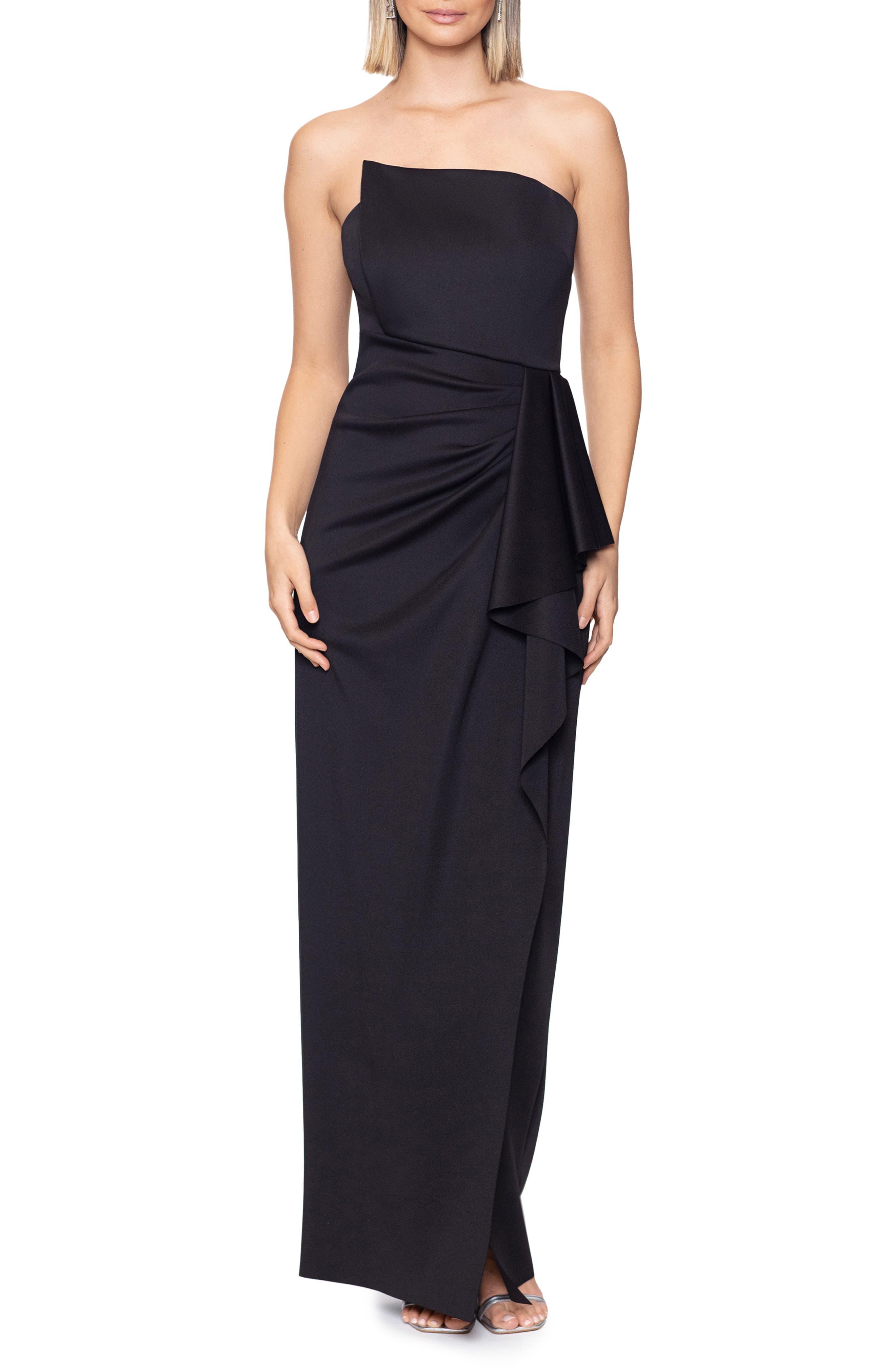 Xscape Asymmetric Strapless Neck Scuba Gown in Black Lyst
