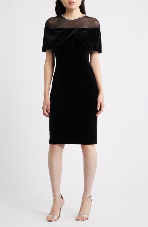 Vince Camuto Rhinestone & Illusion Lace Detail Velvet Cocktail Sheath Dress  in Black | Lyst