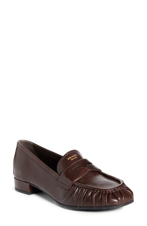 Prada Ruched Toe Penny Loafer in Brown | Lyst Prada Ruched Toe Penny Loafer in Brown | Lyst