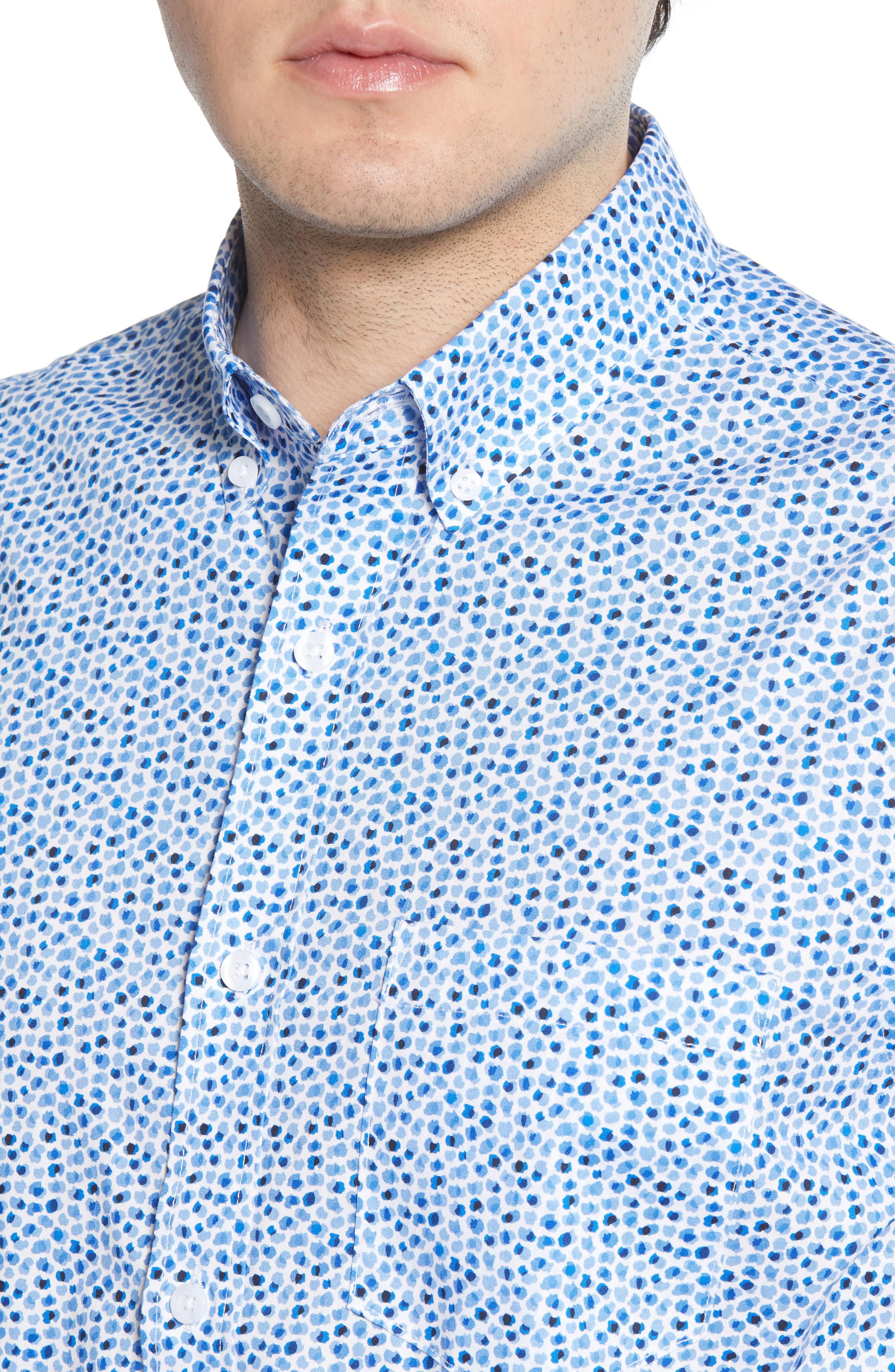 Nordstrom Cotton Regular Fit Short Sleeve Buttondown Shirt in Blue for