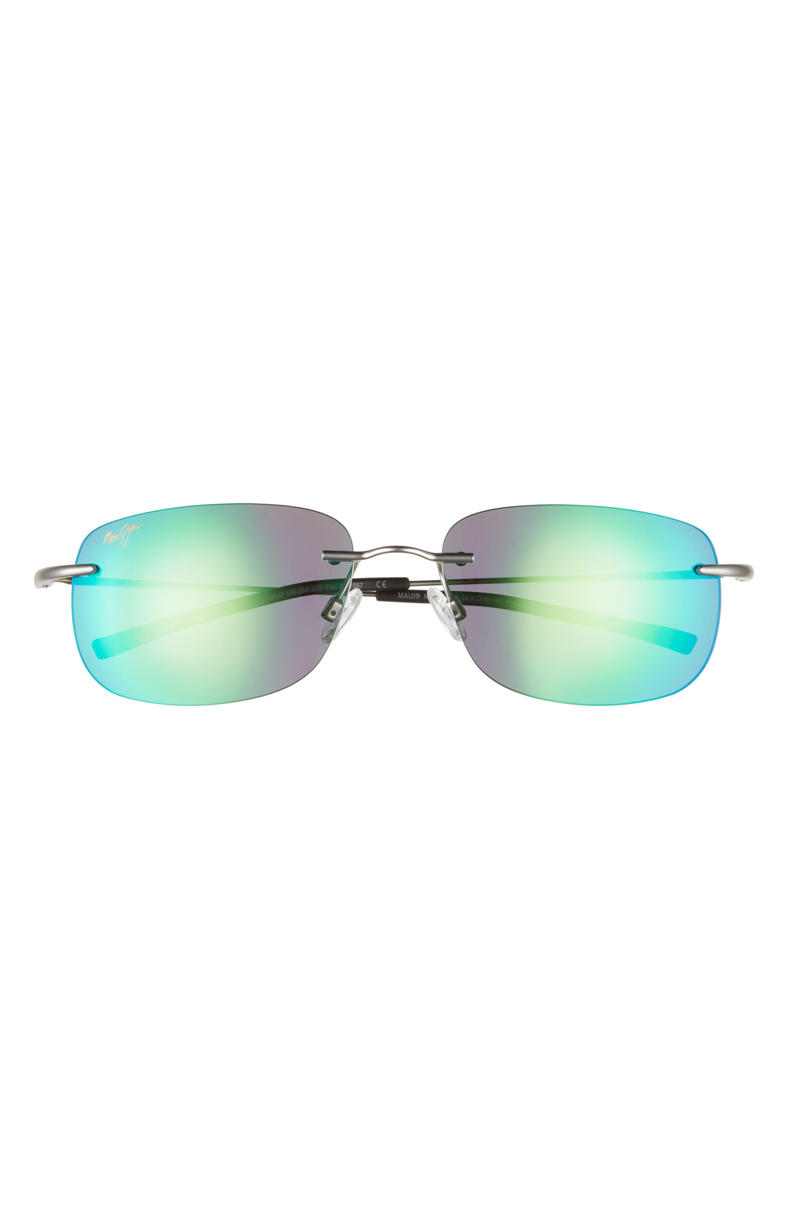 Maui Jim Ohai 59.5mm Polarized Rimless Rectangular Sunglasses in Green