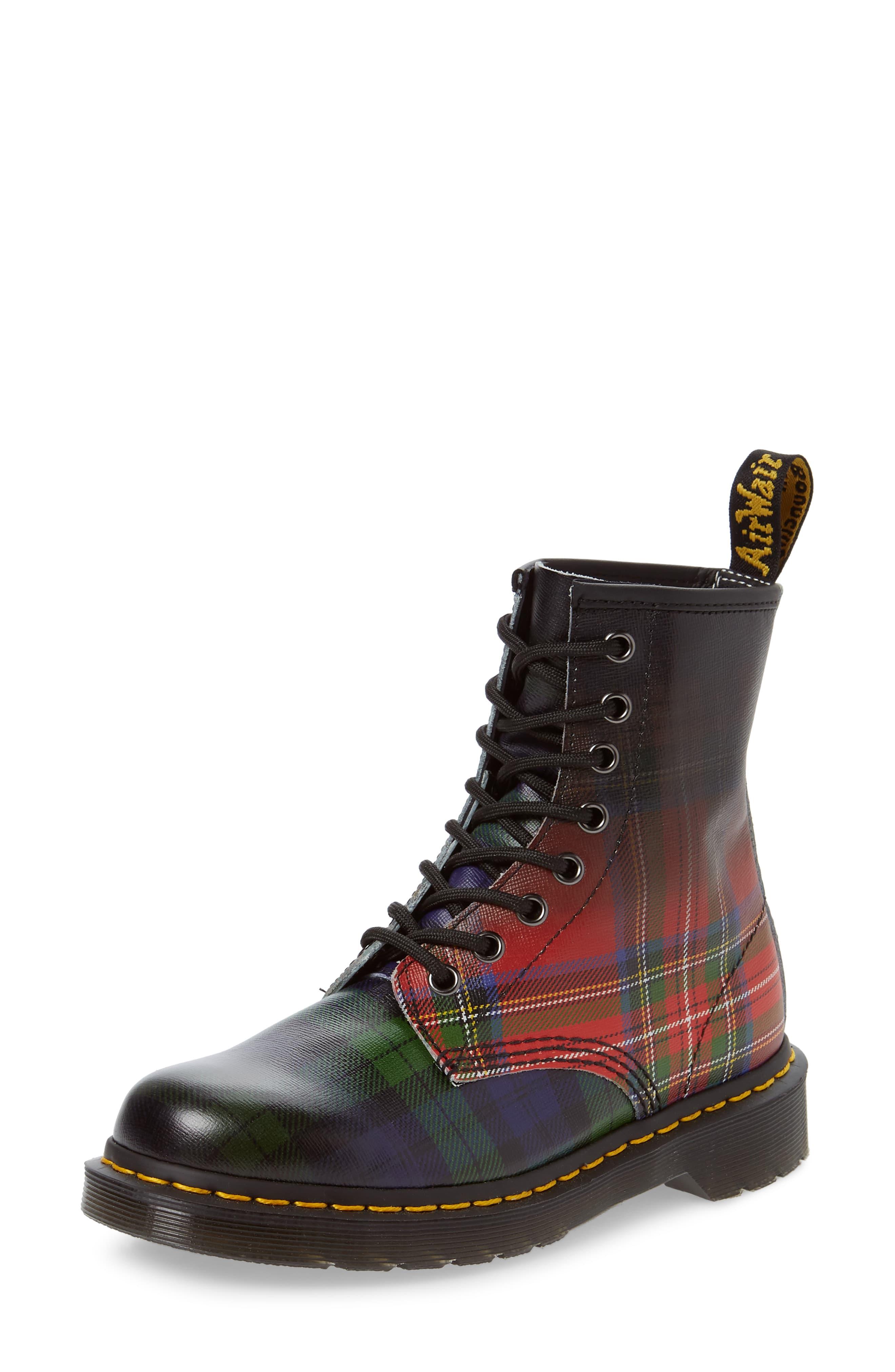 plaid dr martens