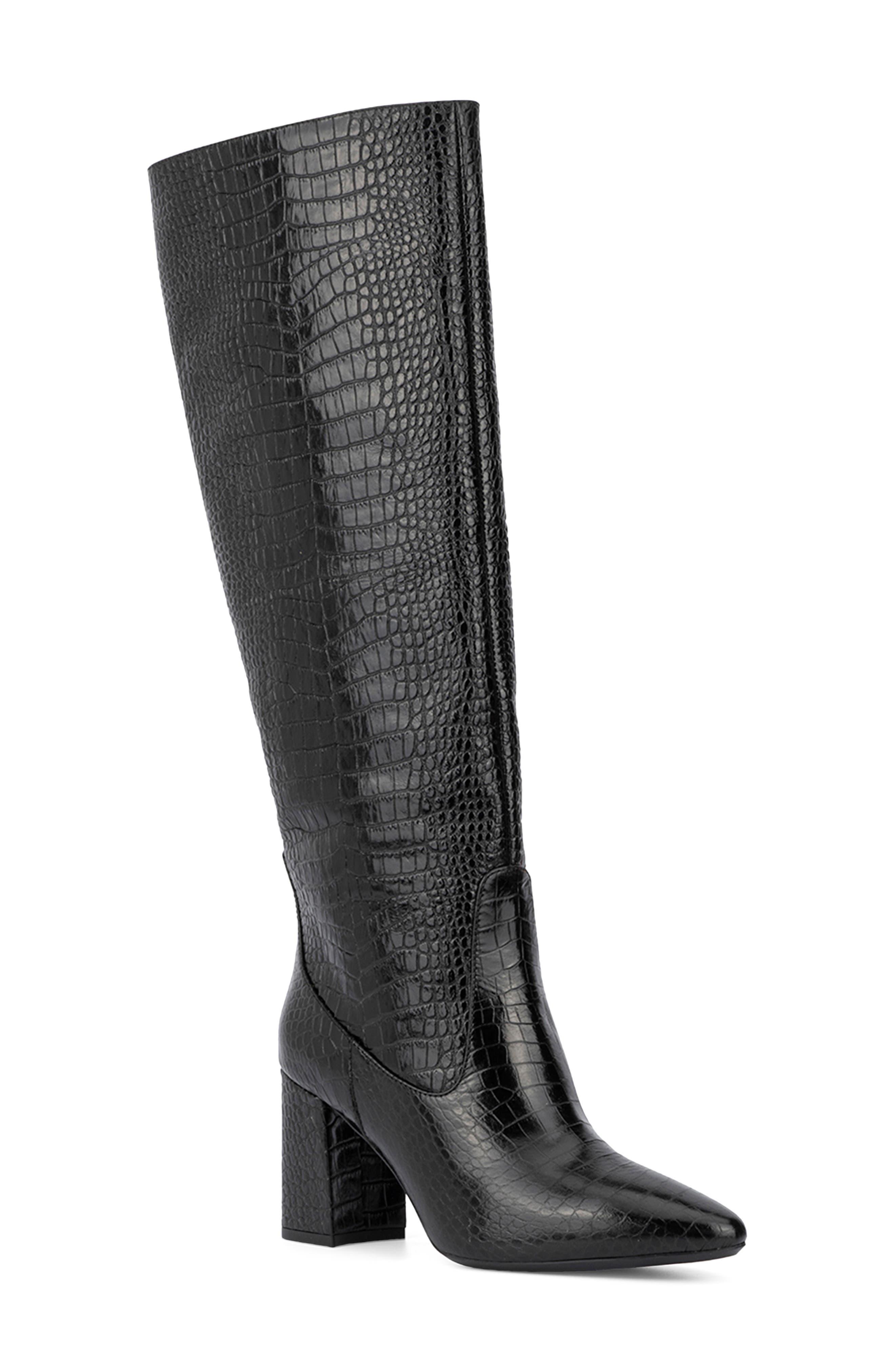 Aquatalia Croc Embossed Weatherproof Tall Boot in Black Lyst