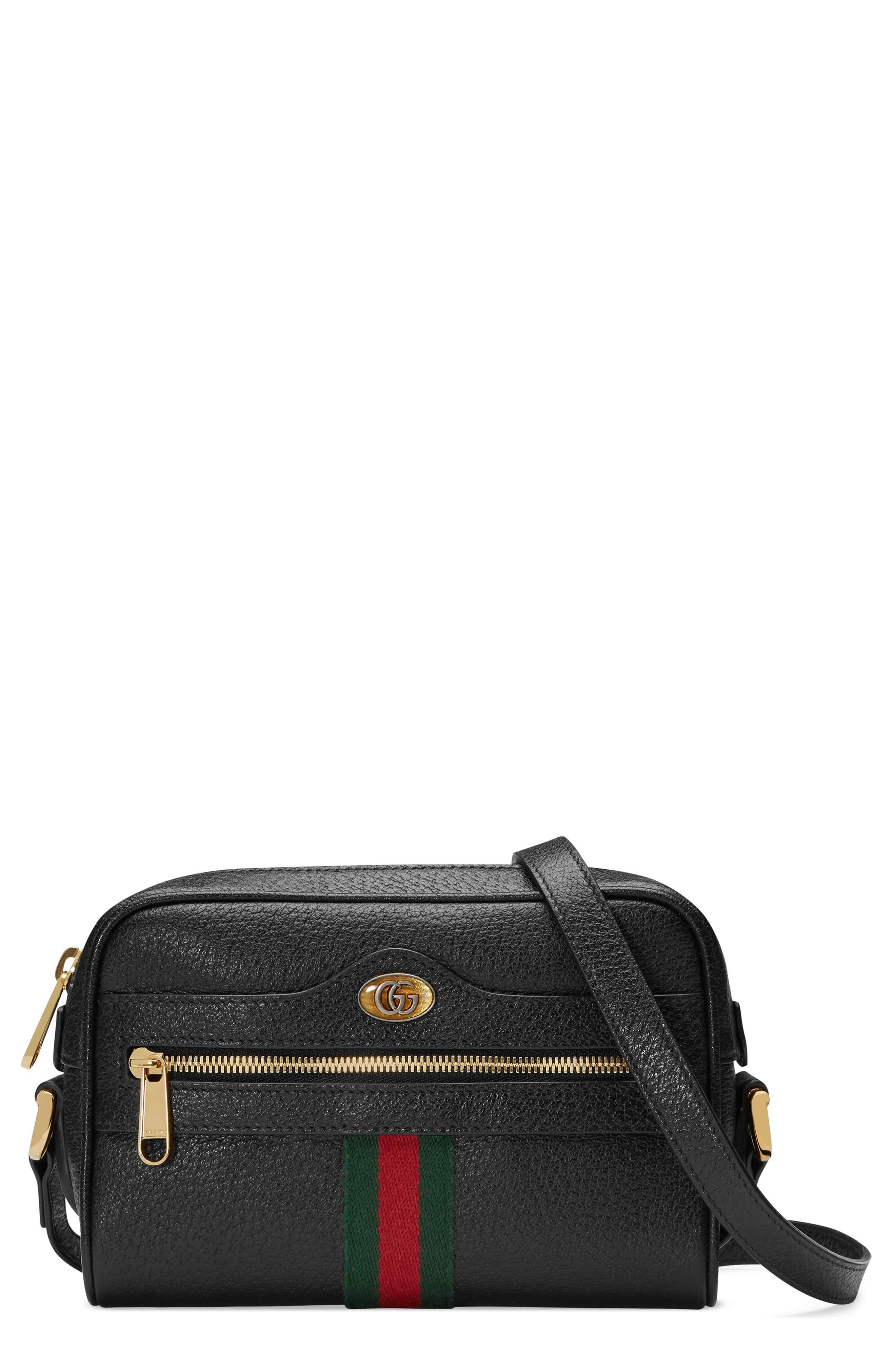 Gucci Mini Ophidia Leather Crossbody Bag in Black - Lyst