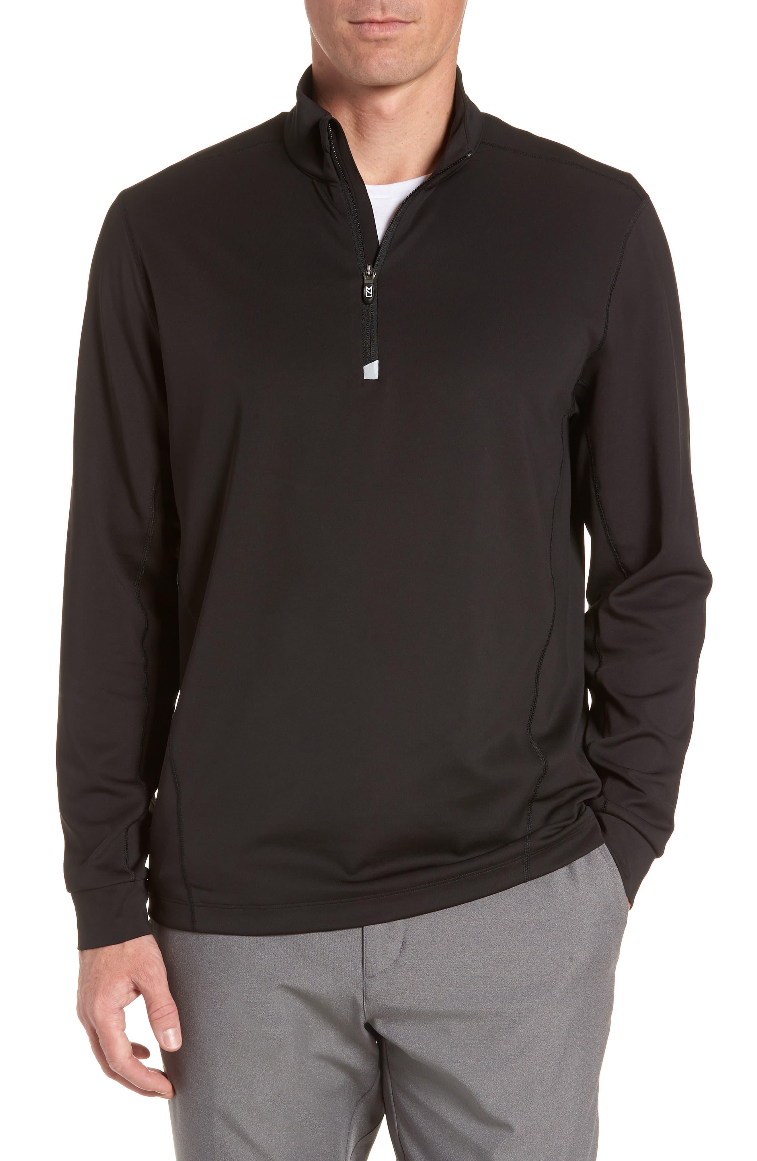Cutter & Buck Traverse Regular Fit Quarter Zip Pullover in Black for
