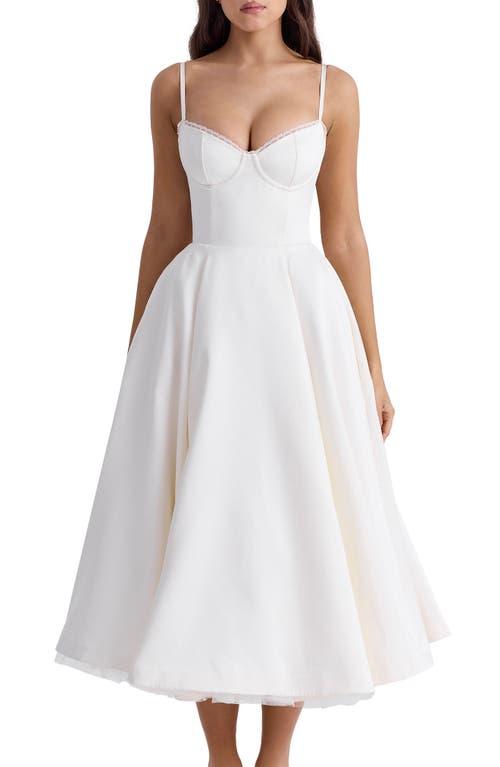 House Of Cb Mademoiselle Bustier Stretch Satin Midi Cocktail Dress