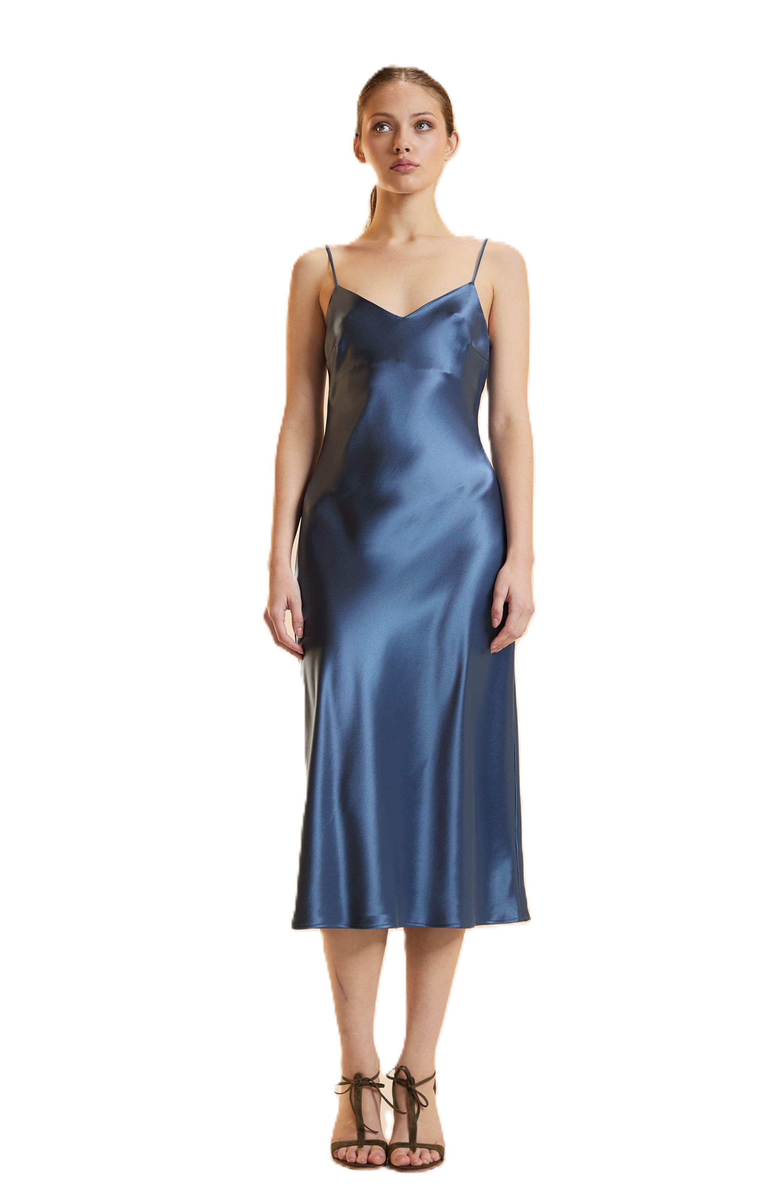 cynthia rowley blue silk dress Satin Slip in Ebay