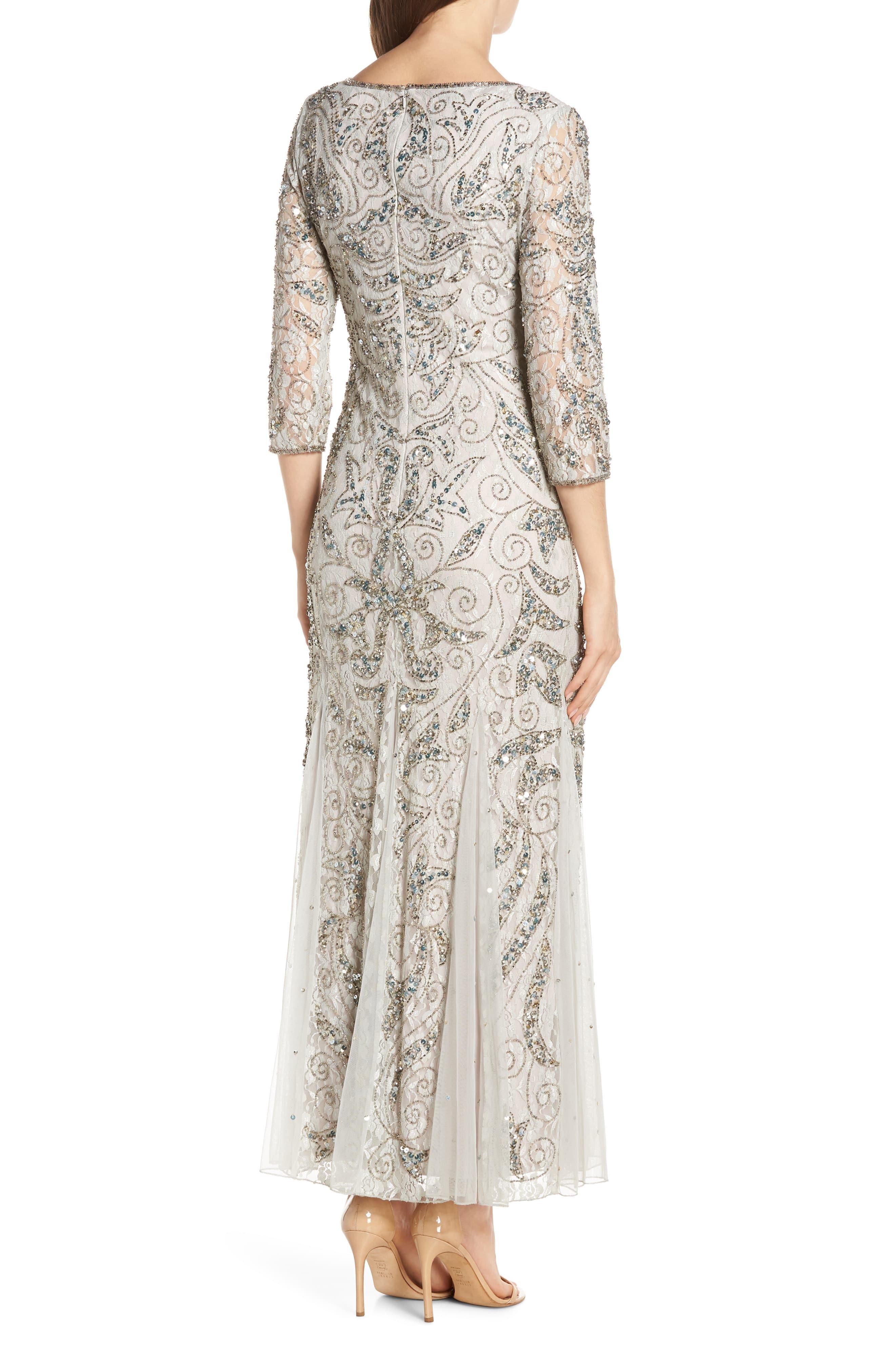 pisarro nights beaded lace gown