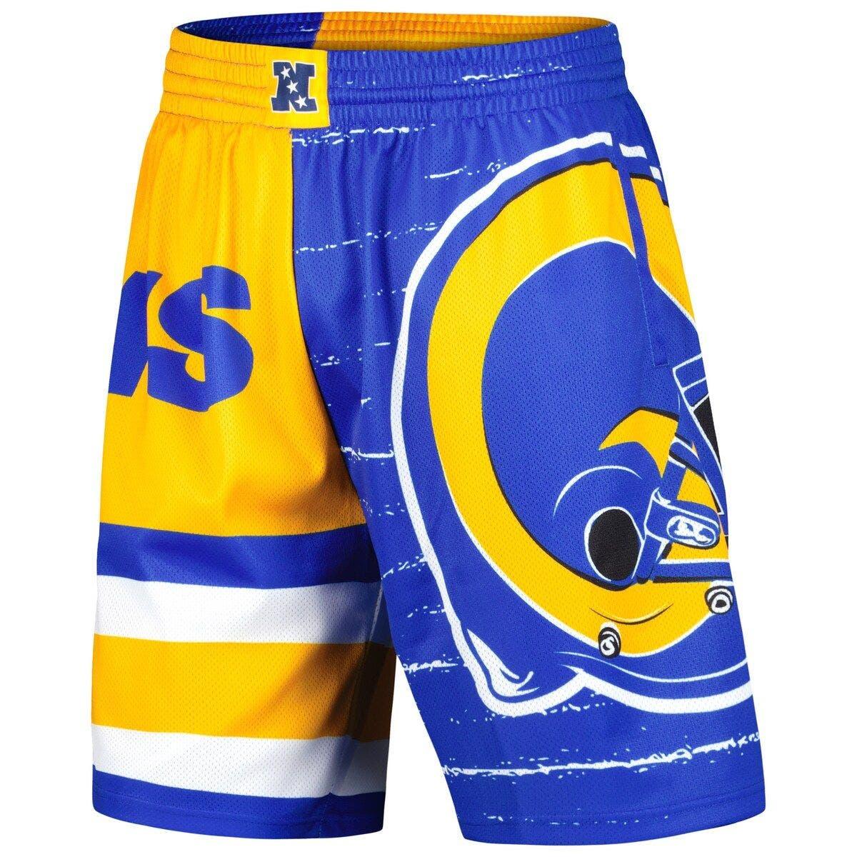 Men's Mitchell & Ness Royal Golden State Warriors Hardwood Classics  Jumbotron Sublimated Shorts