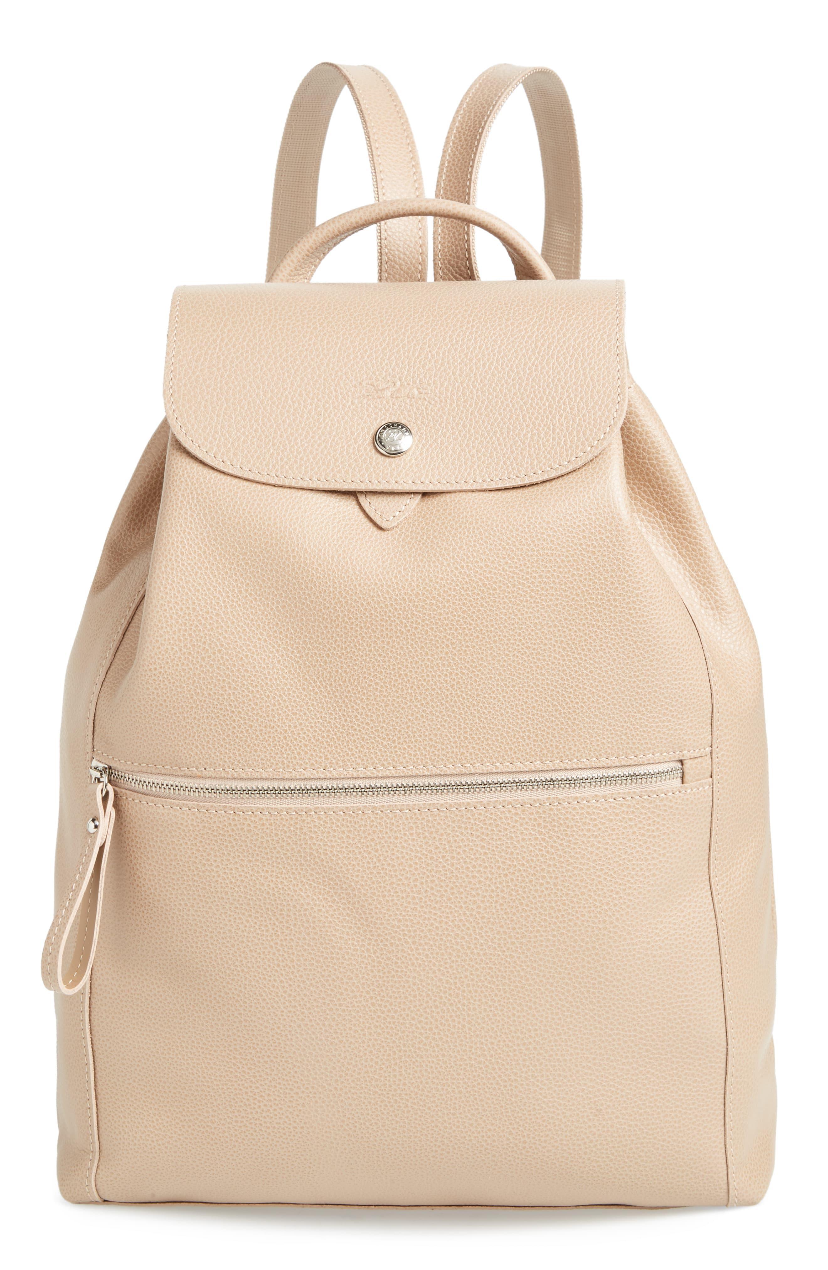 Longchamp Leather Backpack In Natural Lyst