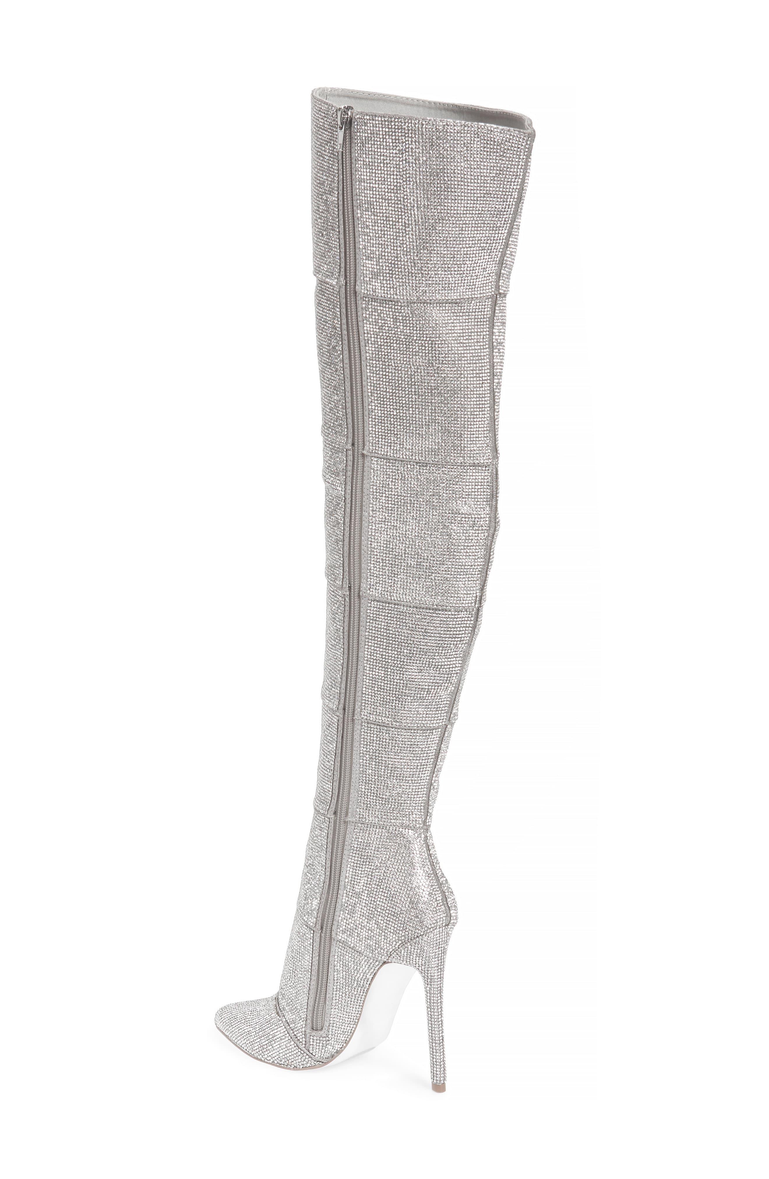 Steve Madden Wonder Crystal Embellished Over The Knee Boot in Gray | Lyst