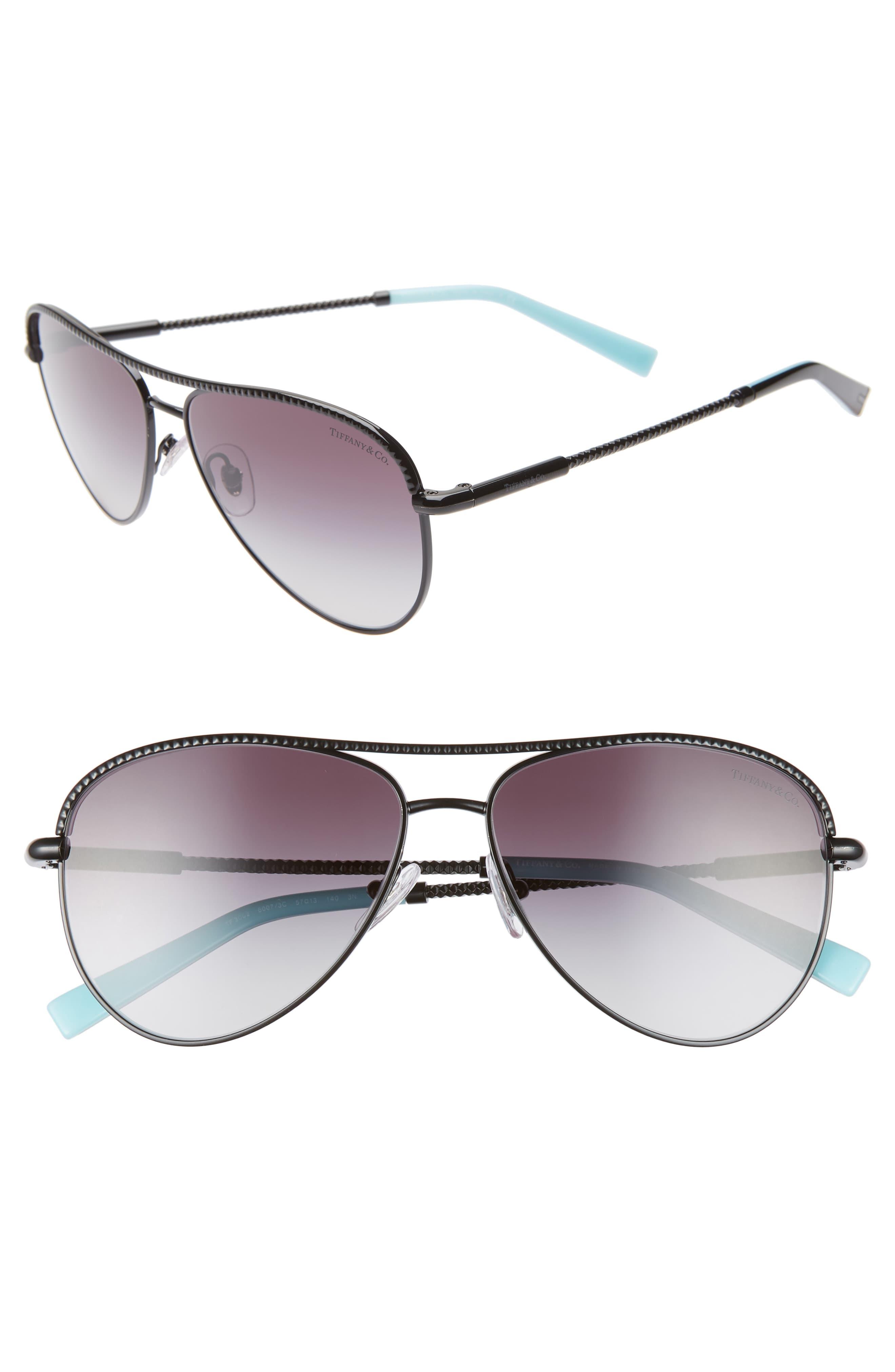 Tiffany & Co. 57mm Aviator Sunglasses in Metallic Lyst