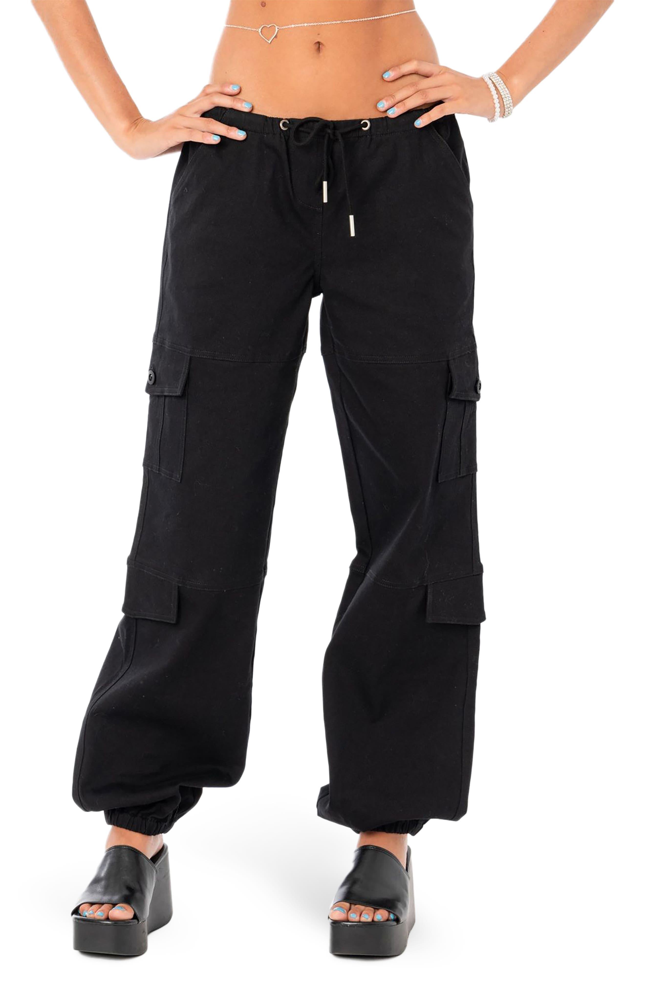 Edikted Boyfriend Cargo Pants in Black Lyst