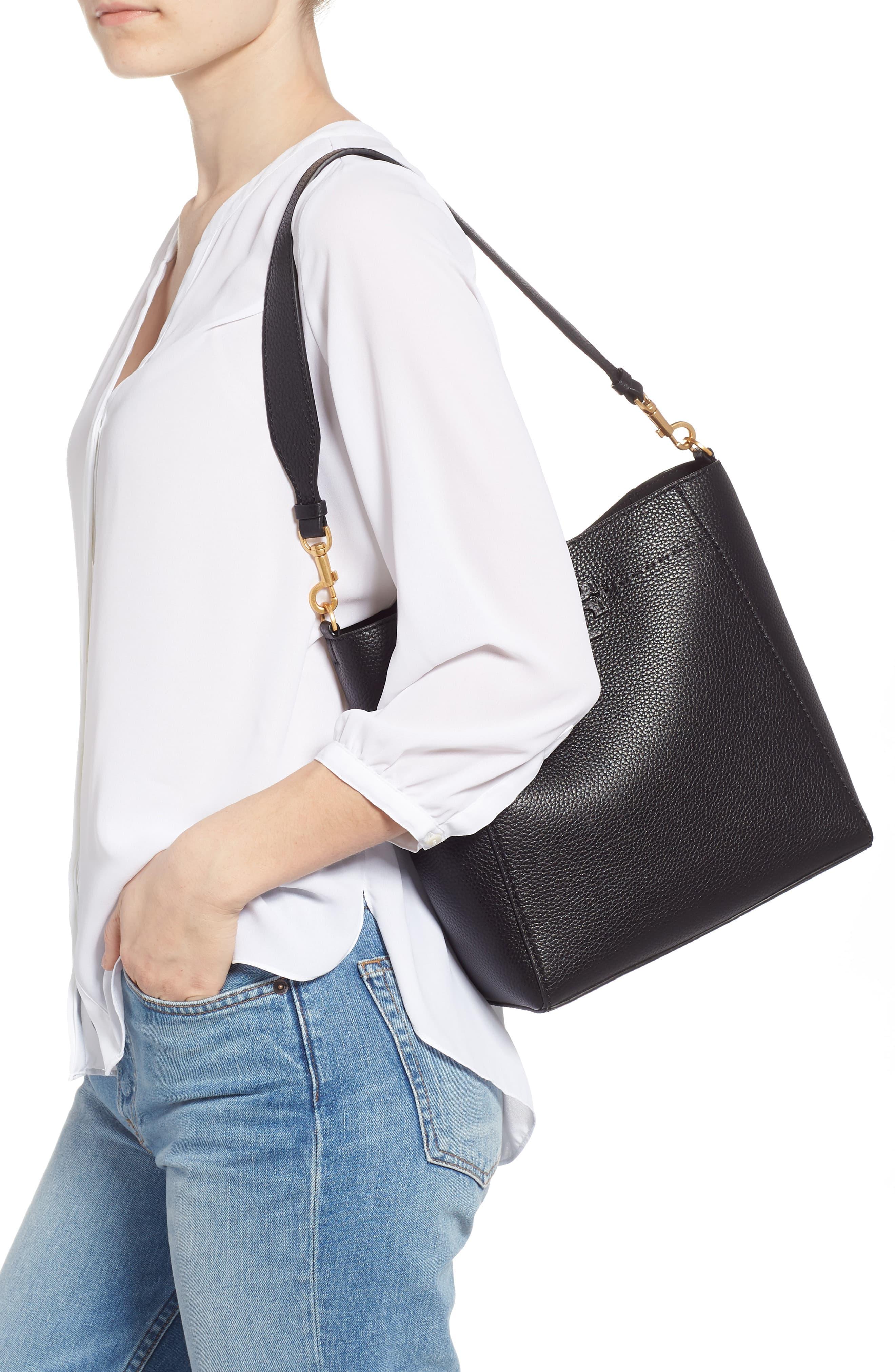 Tory Burch Mcgraw Leather Hobo in Black - Lyst
