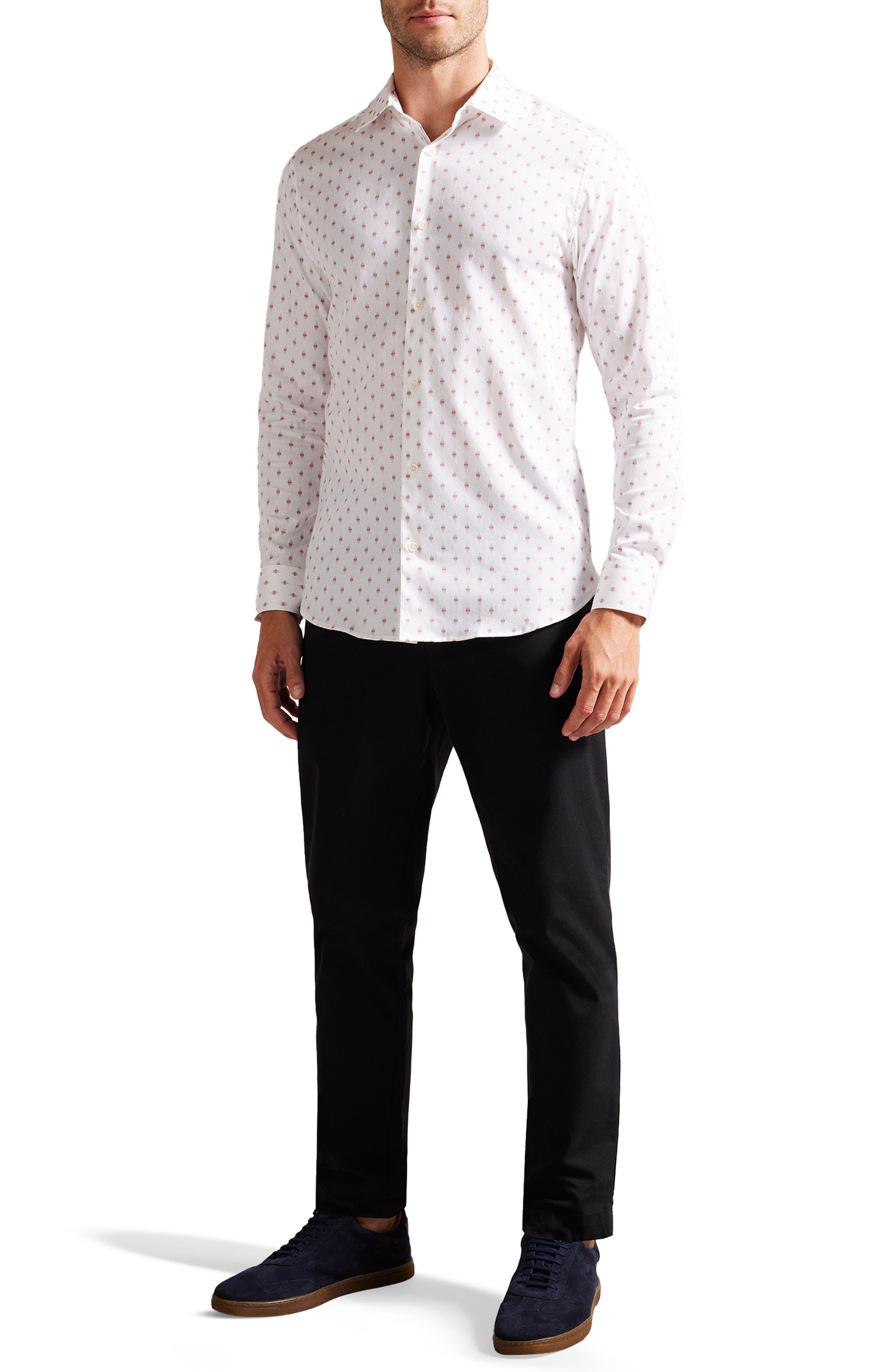 Ted Baker Ardea Pen Dot Slim Fit Stretch Cotton Button-up Shirt in White  for Men | Lyst