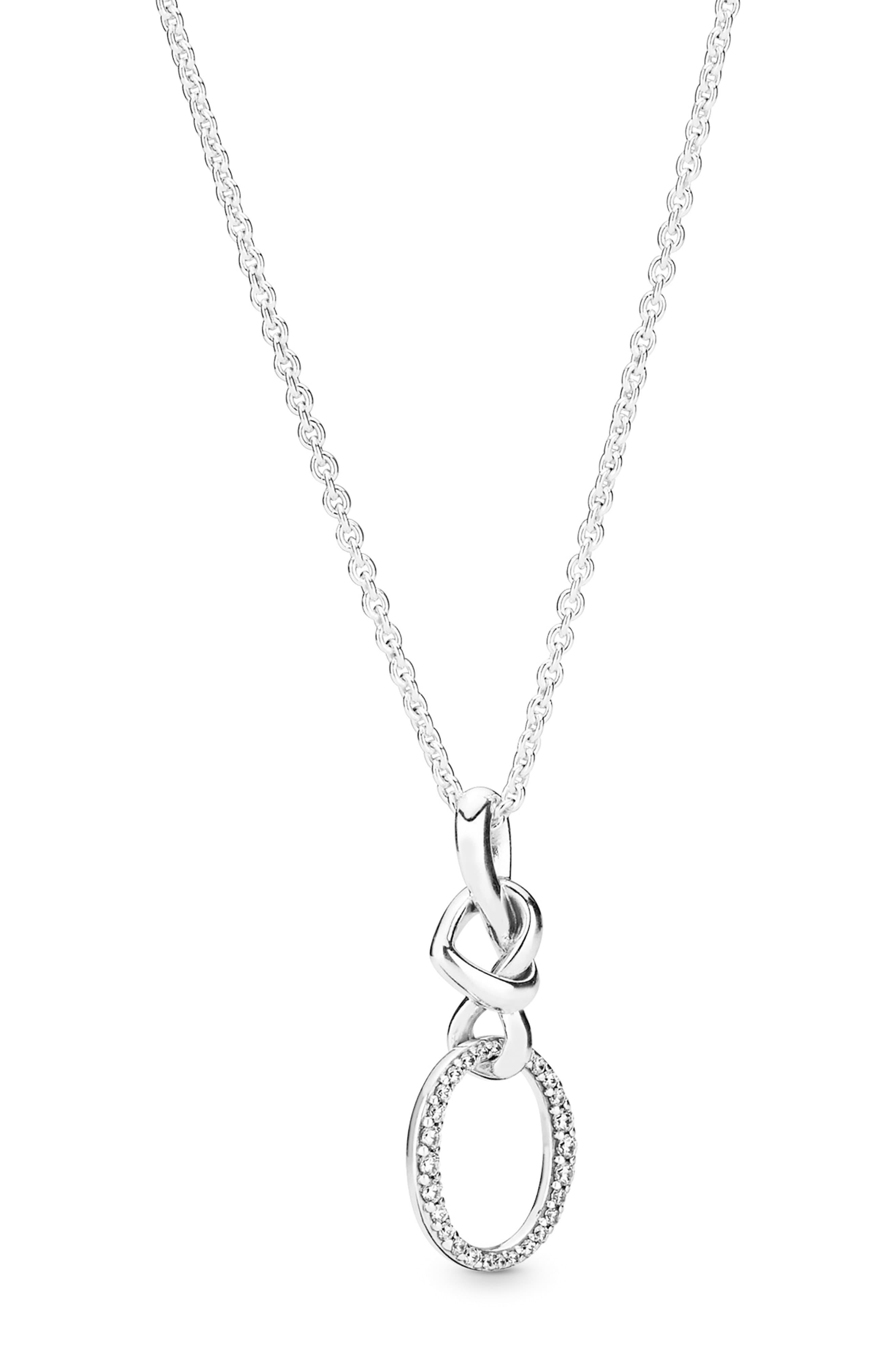 PANDORA Knotted Hearts Pendant Necklace in Silver (Metallic) - Lyst