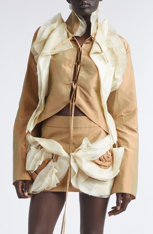 kim shui brown ruffle dress Brown Mesh Tie Top by Kim Shui
