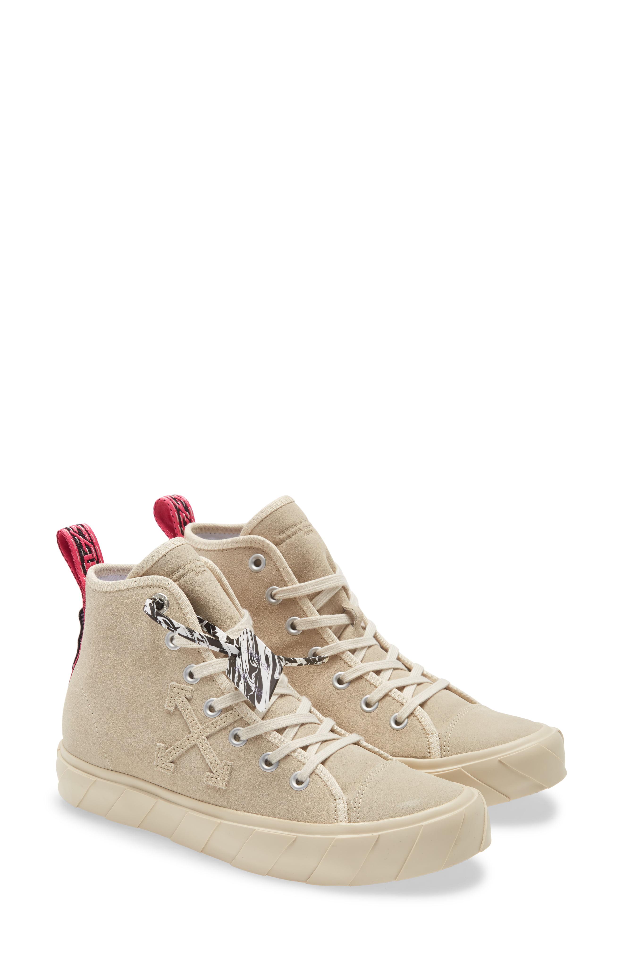 off white mid top vulcanized sneaker