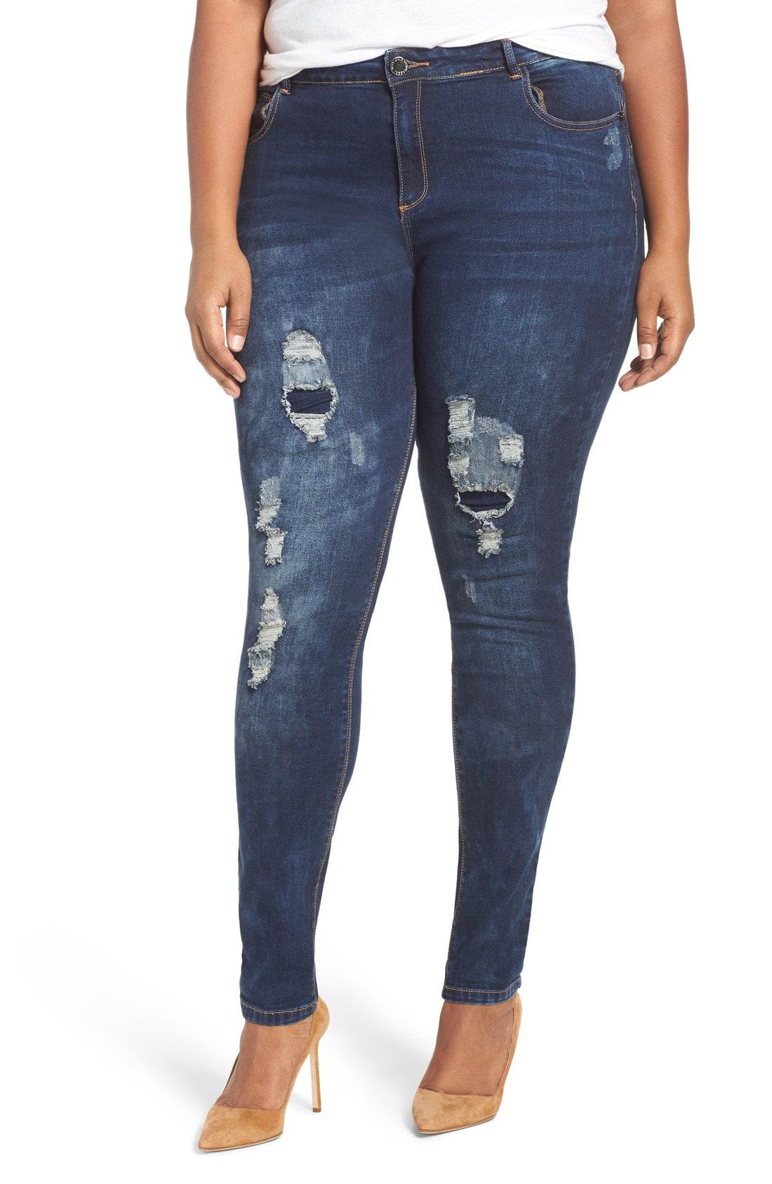 City Chic Denim 'dismantle' High Rise Ripped Stretch Skinny Jeans in ...