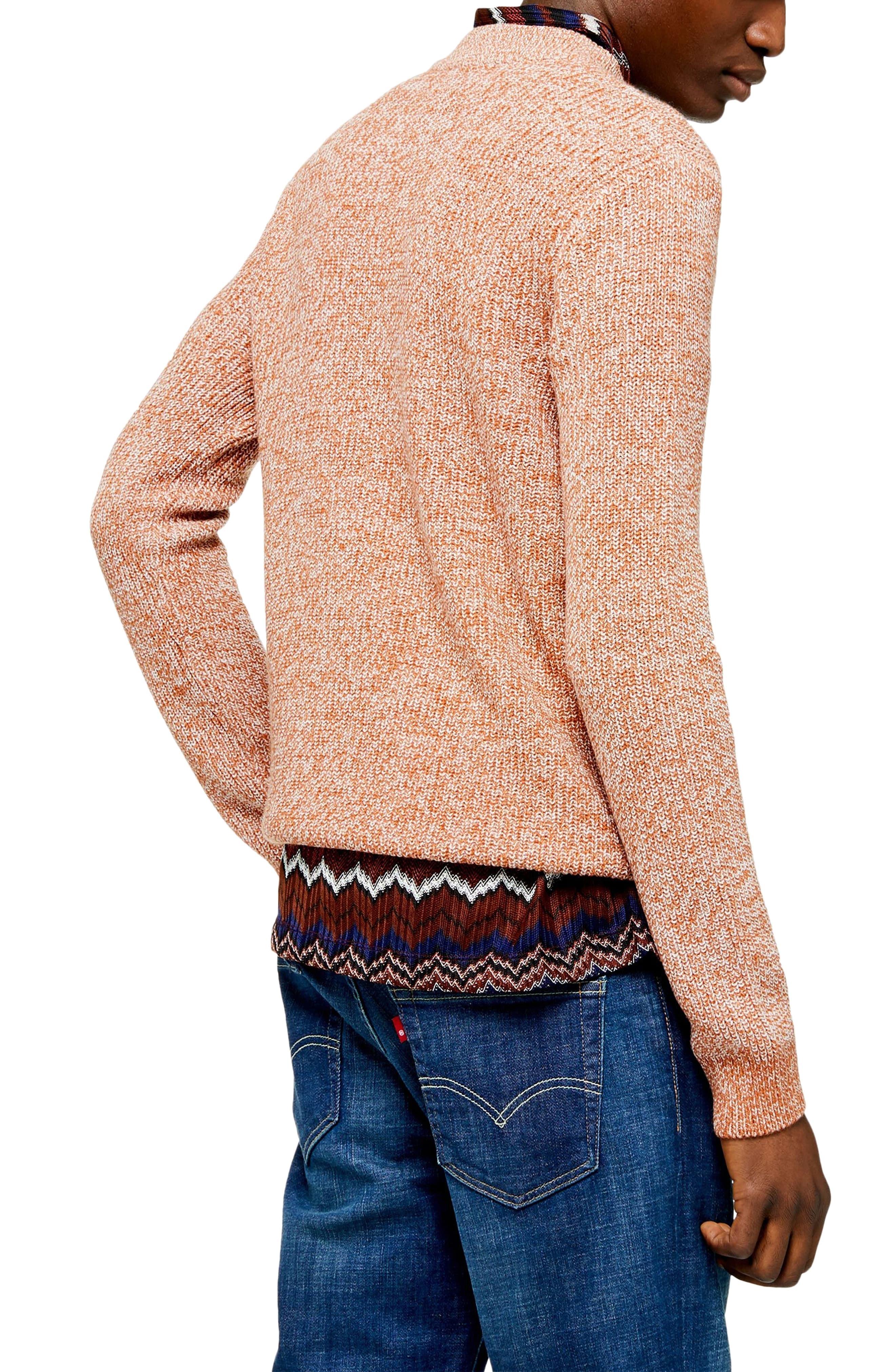 Download TOPMAN Classic Fit Ribbed Mock Neck Sweater in Brown for ...