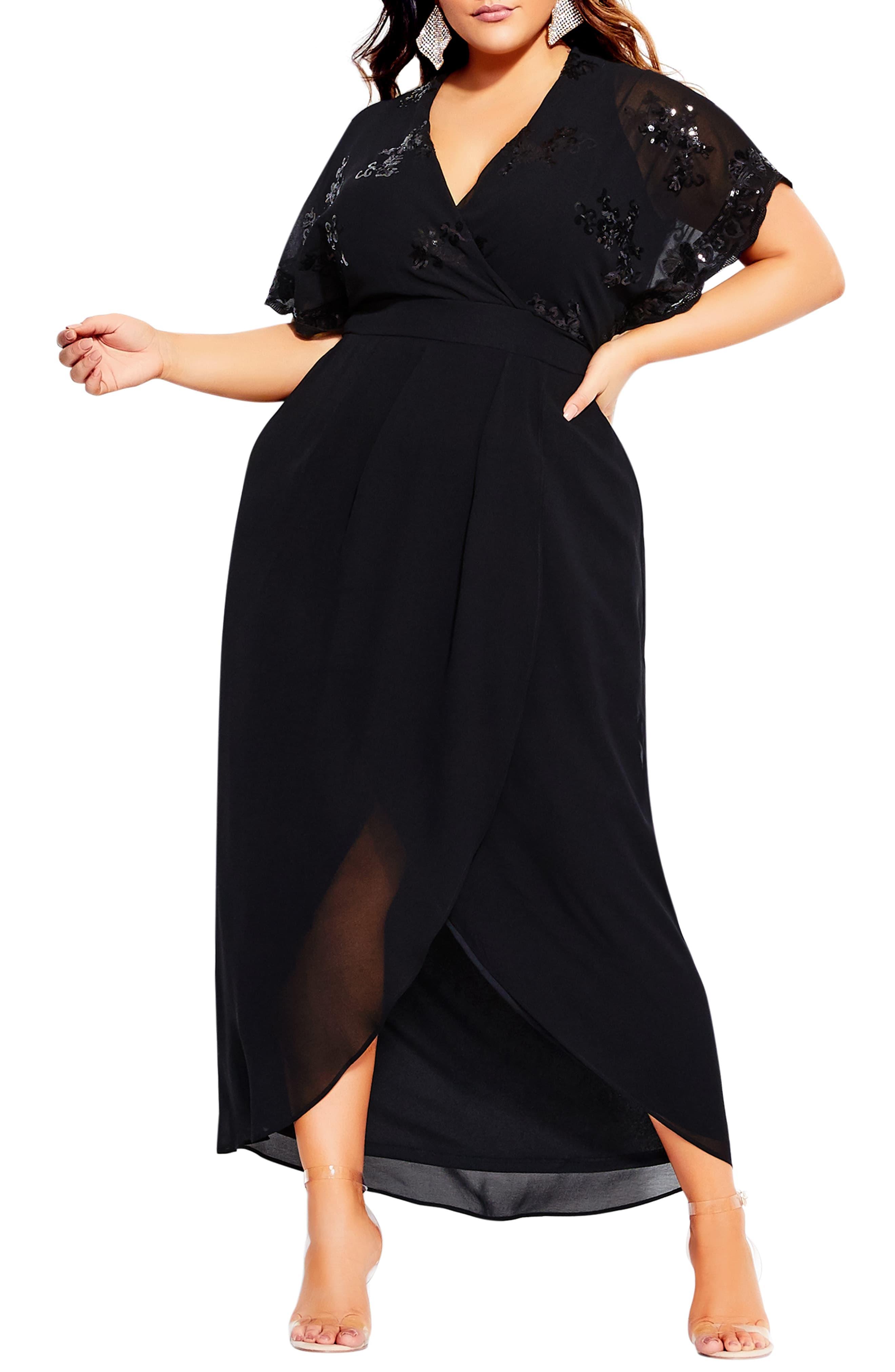 city chic sequin wrap dress