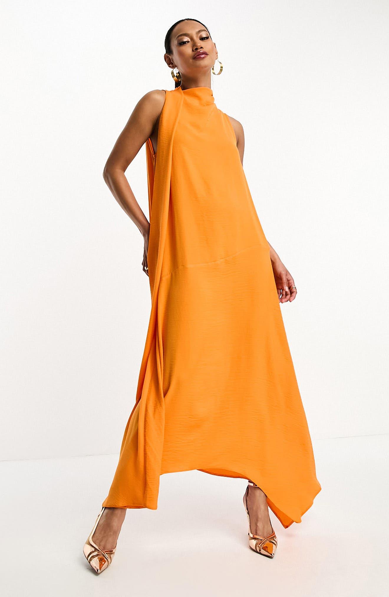 ASOS Drape Trapeze Cocktail Dress in Orange Lyst
