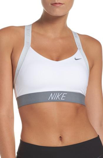 Lyst - Nike Pro Indy Logo Sports Bra in Grey