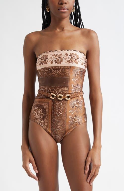 Zimmermann Lucky Belted One-Piece Bandeau Swimsuit | Lyst