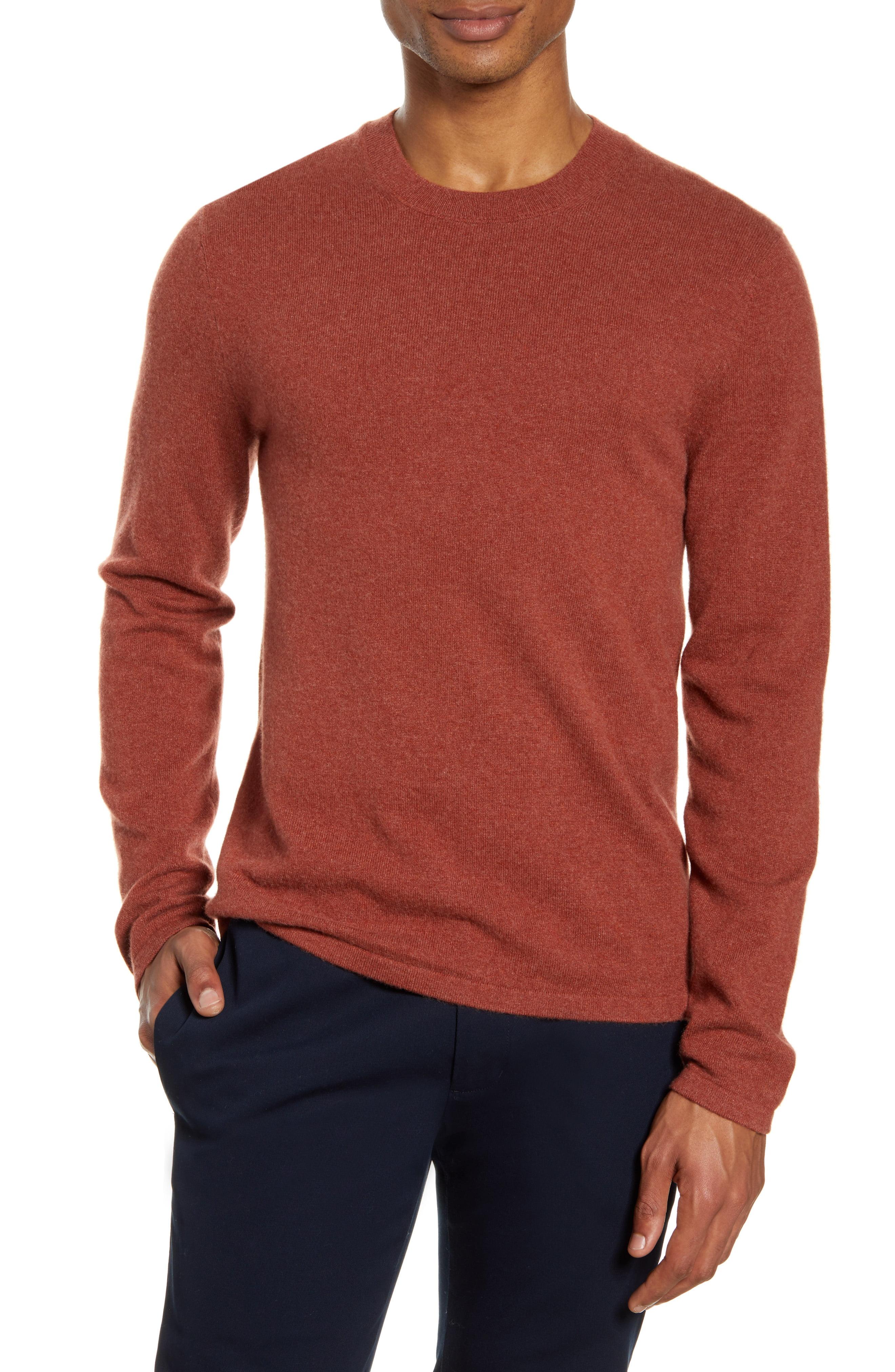 Vince Cashmere Crewneck Sweater in Heather Rust (Red) for Men - Lyst