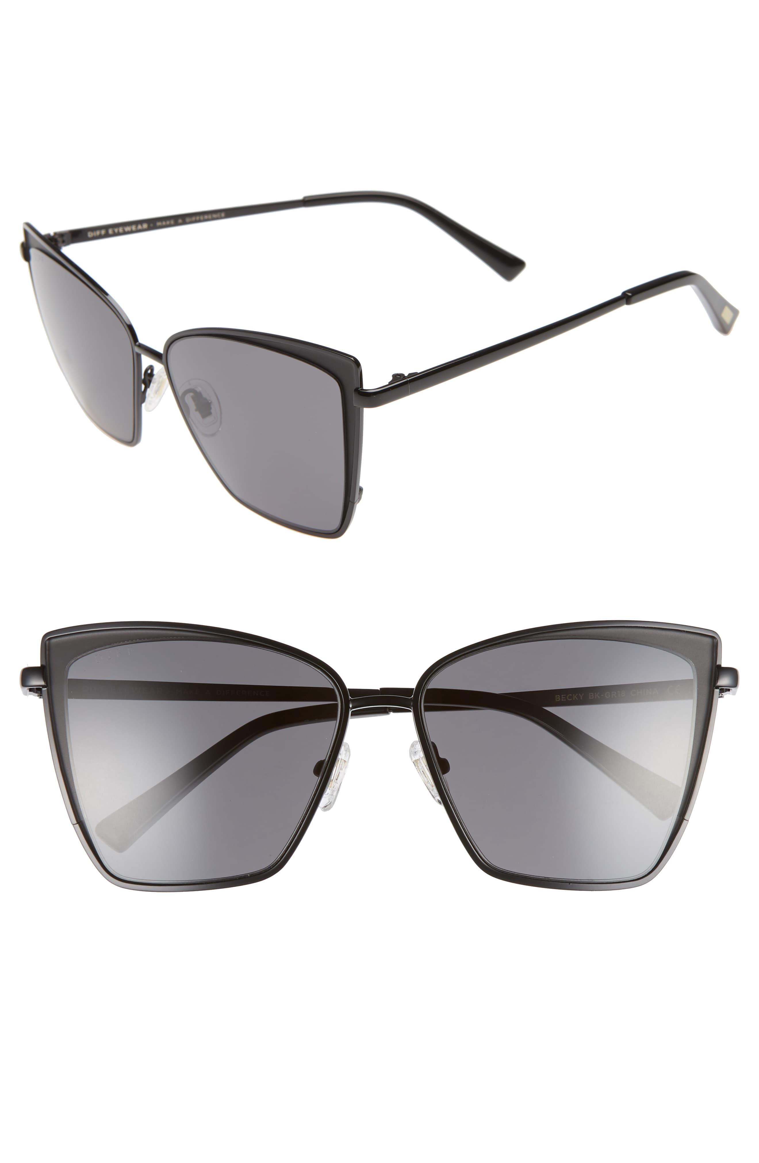 DIFF Becky 57mm Sunglasses in Black/ Ice Blue (Black) Save 41 Lyst