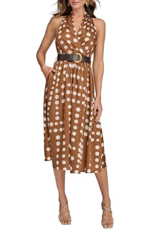 donna karan women's printed belted a-line dress Donna Karan Women's Abstract Printed A Line Midi Dress in Black