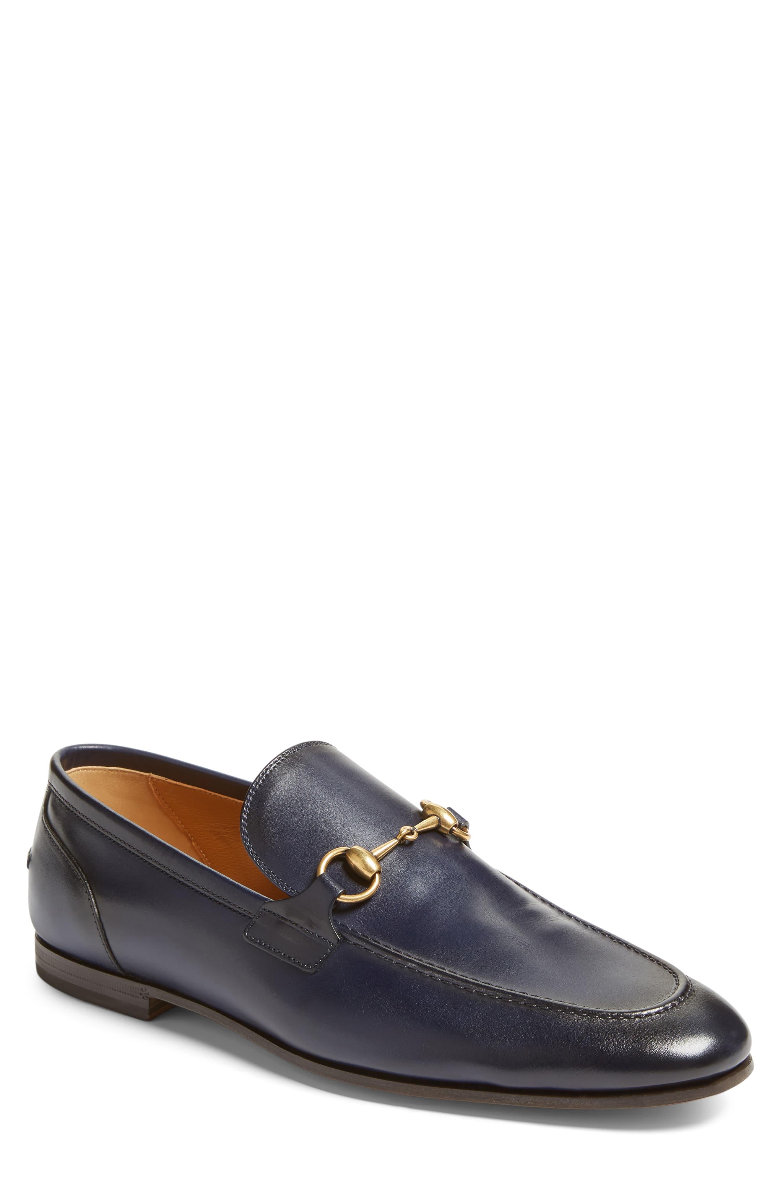 Gucci Leather Jordaan Bit Loafer in Blue Leather (Blue