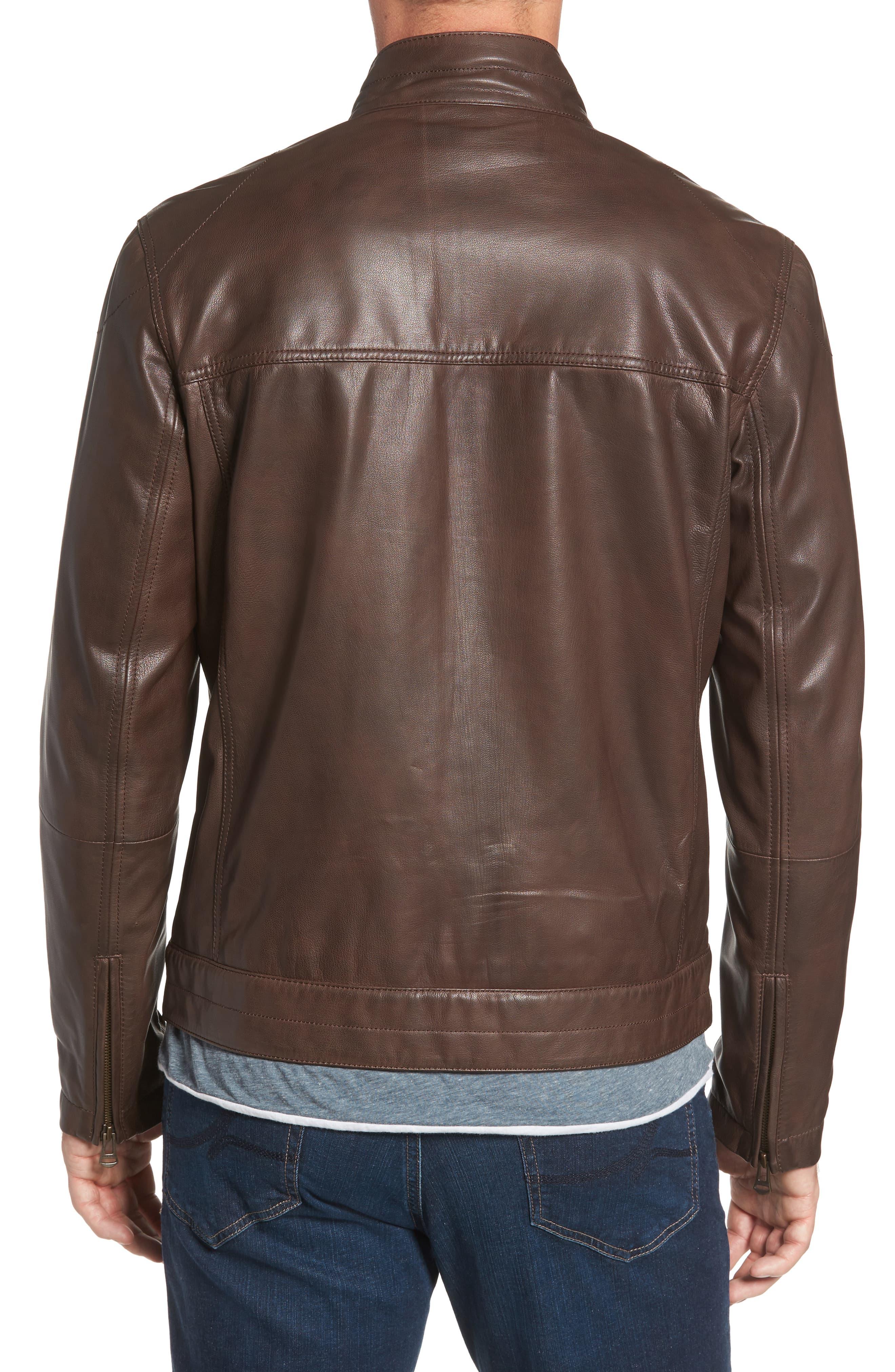 Cole Haan Washed Leather Trucker Jacket in Brown for Men - Lyst