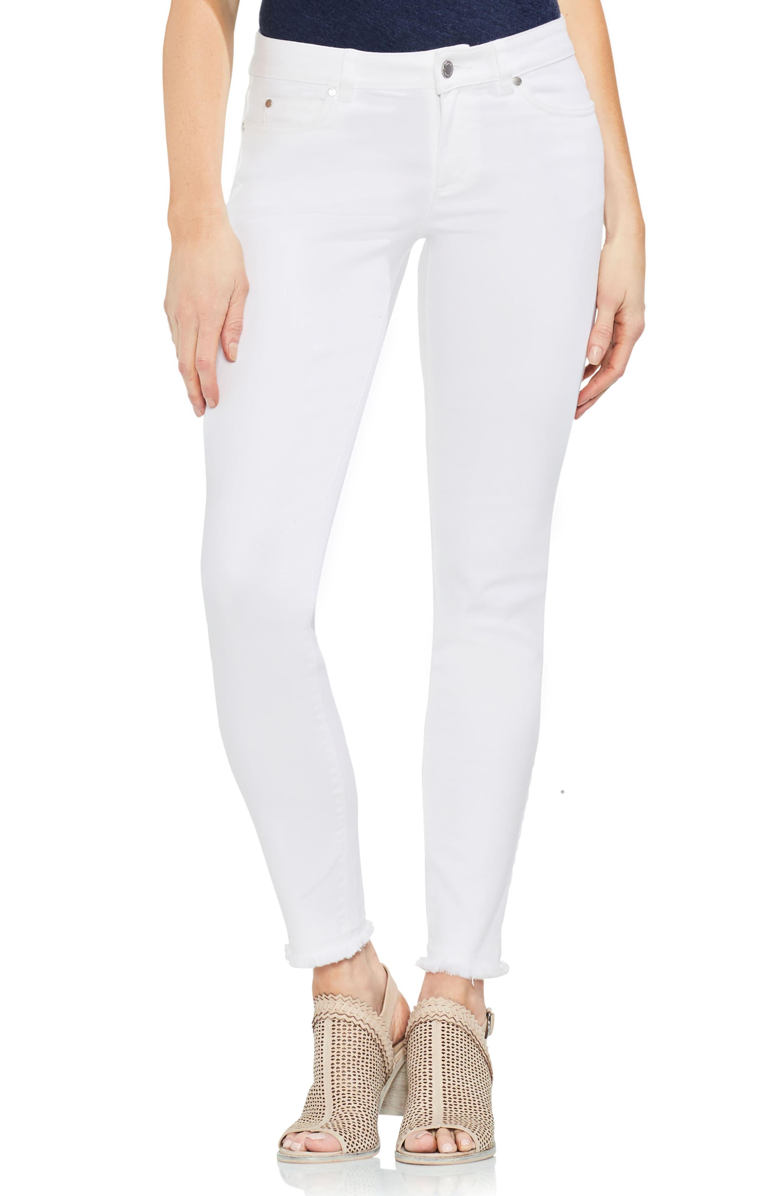 Vince Camuto Denim Frayed-hem Skinny Jeans in Ultra White (White ...